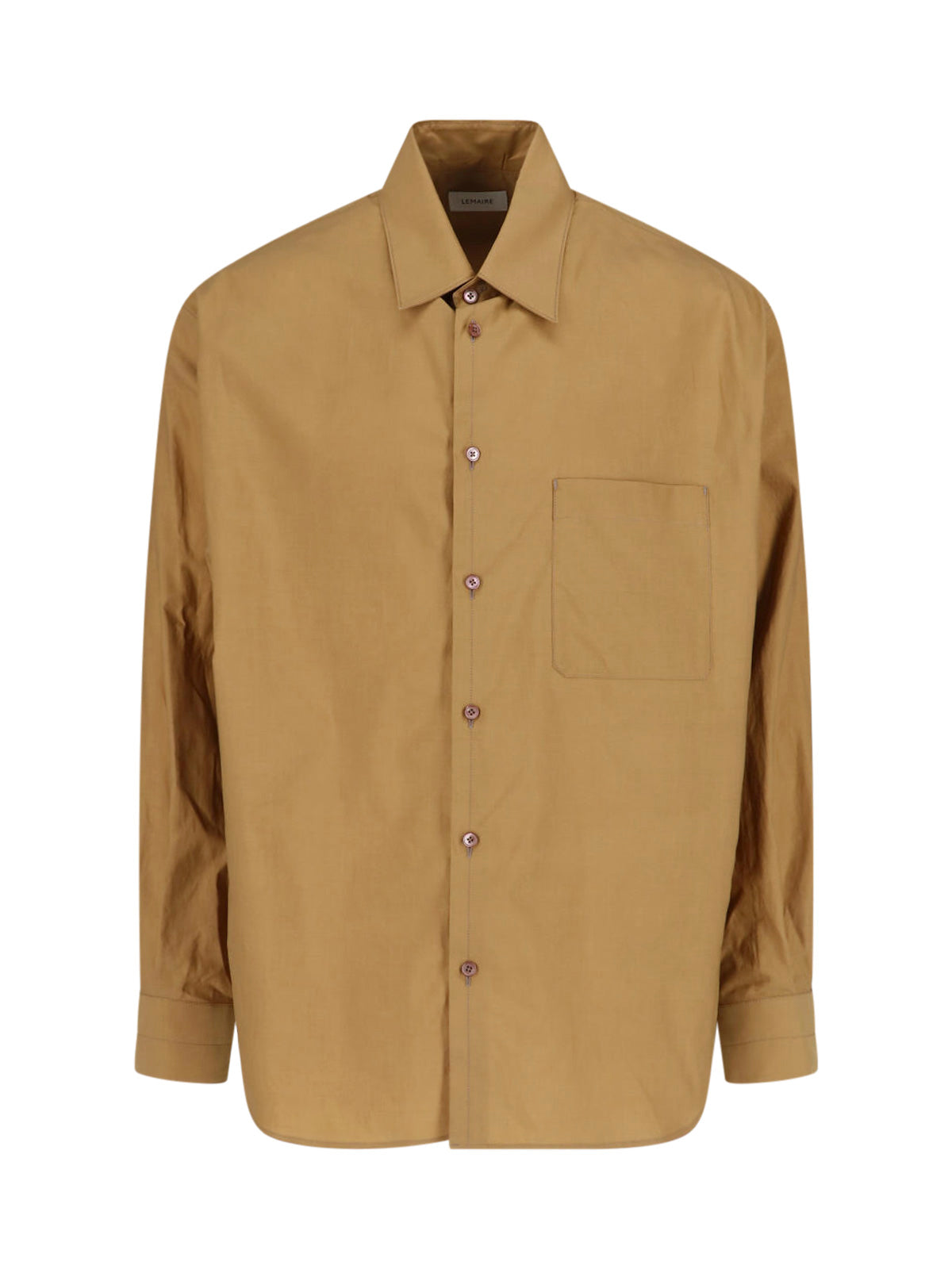 Light Brown Classic Collar Cotton-Silk Shirt
