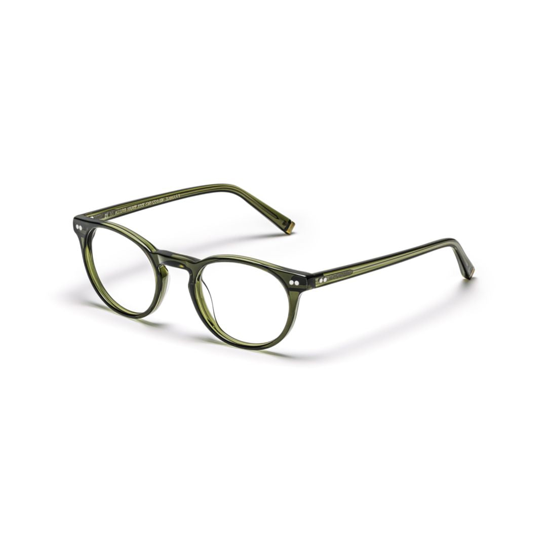 Sp-Fra-O Frankie Translucent Olive Green Acetate Round Frame Eyeglasses