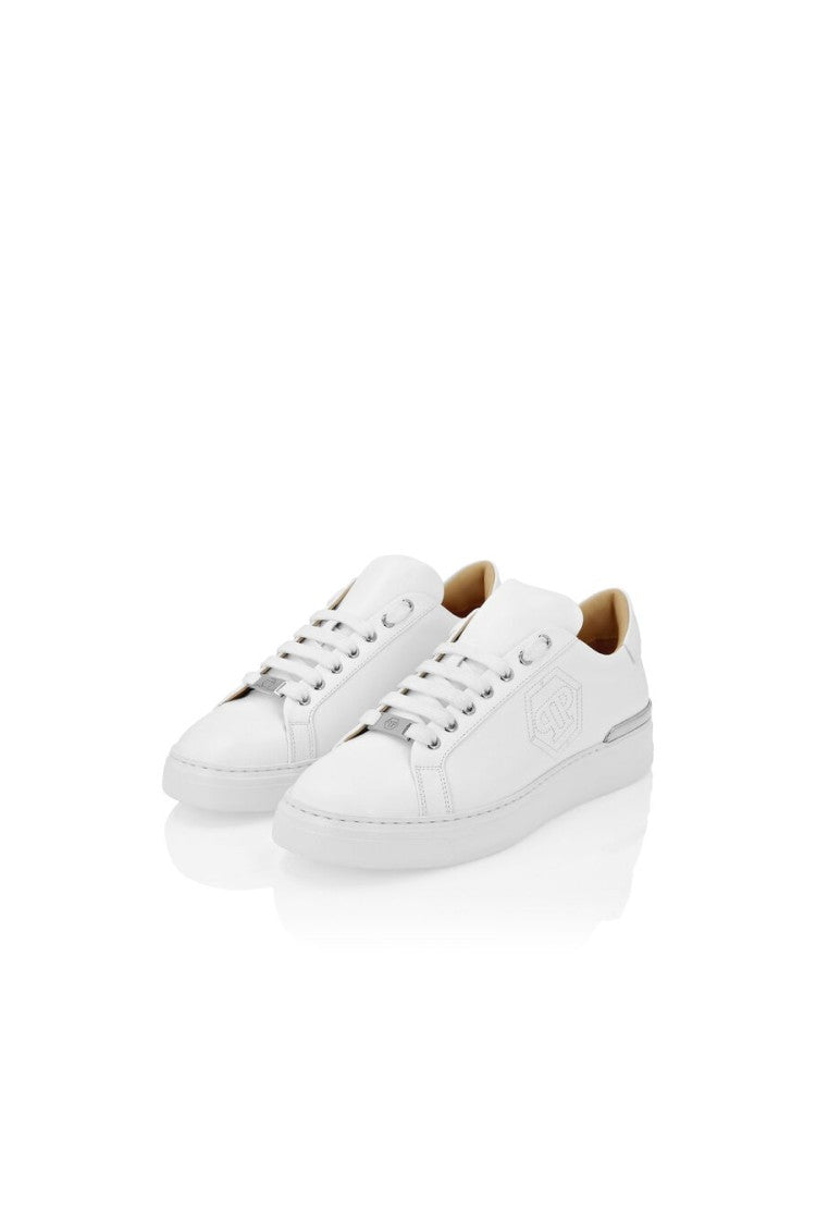 White Leather Sneakers with Cushioned Insole