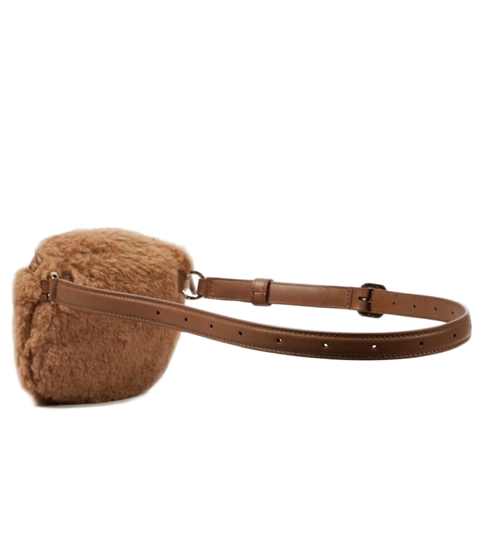 Plush Textured Shoulder Bag with Dual Zippered Compartments