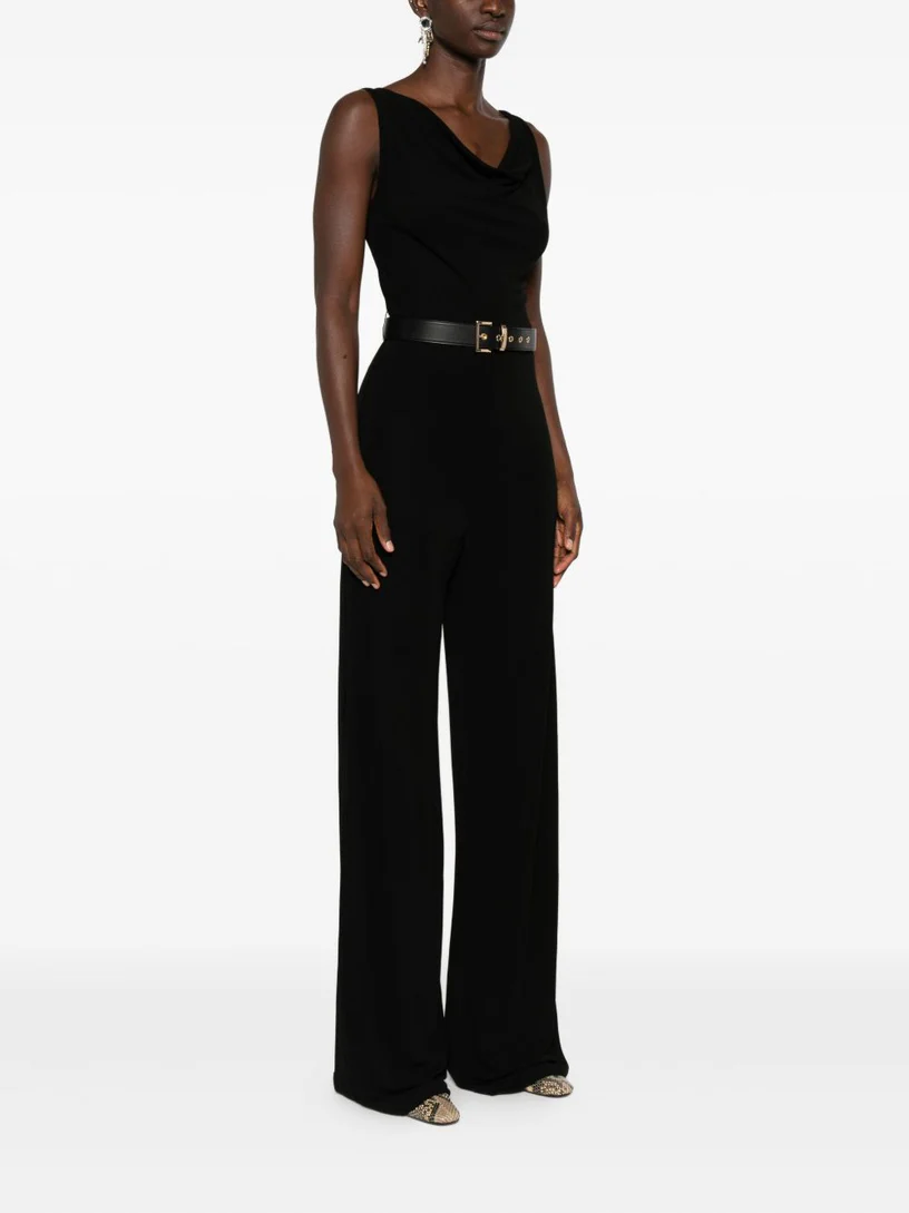 Sleek Sleeveless Jumpsuit With Draped Neckline