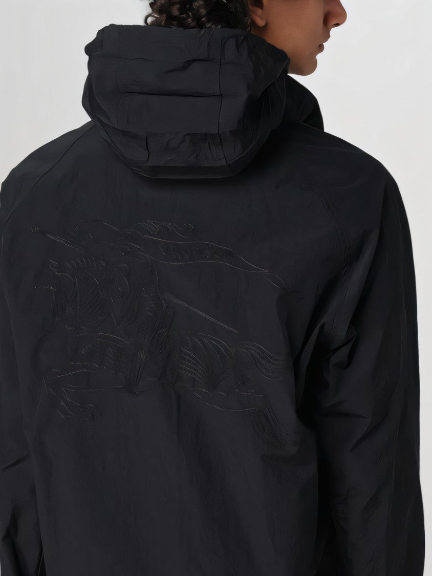 Black Jacket with High Collar and Full Zip Closure