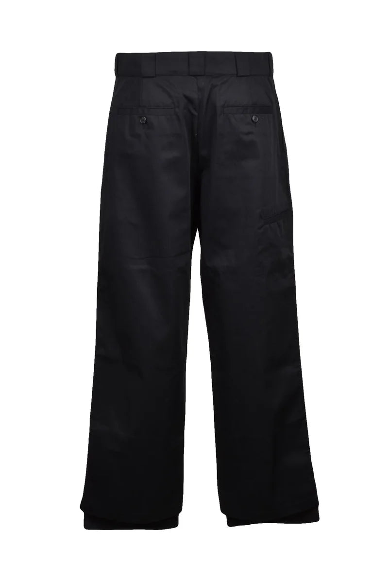 Wide Leg Chino Trousers - Black