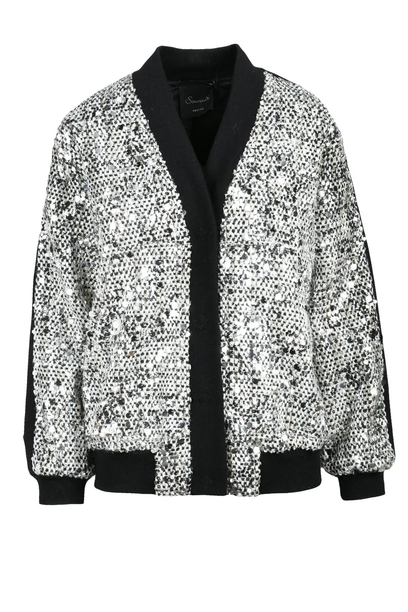 Bouclé Jacket with Snaps - Silver
