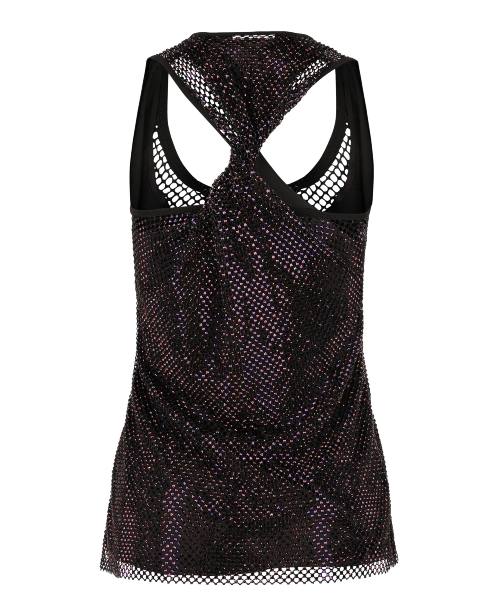 Crystal Embellished Mesh Tank Top