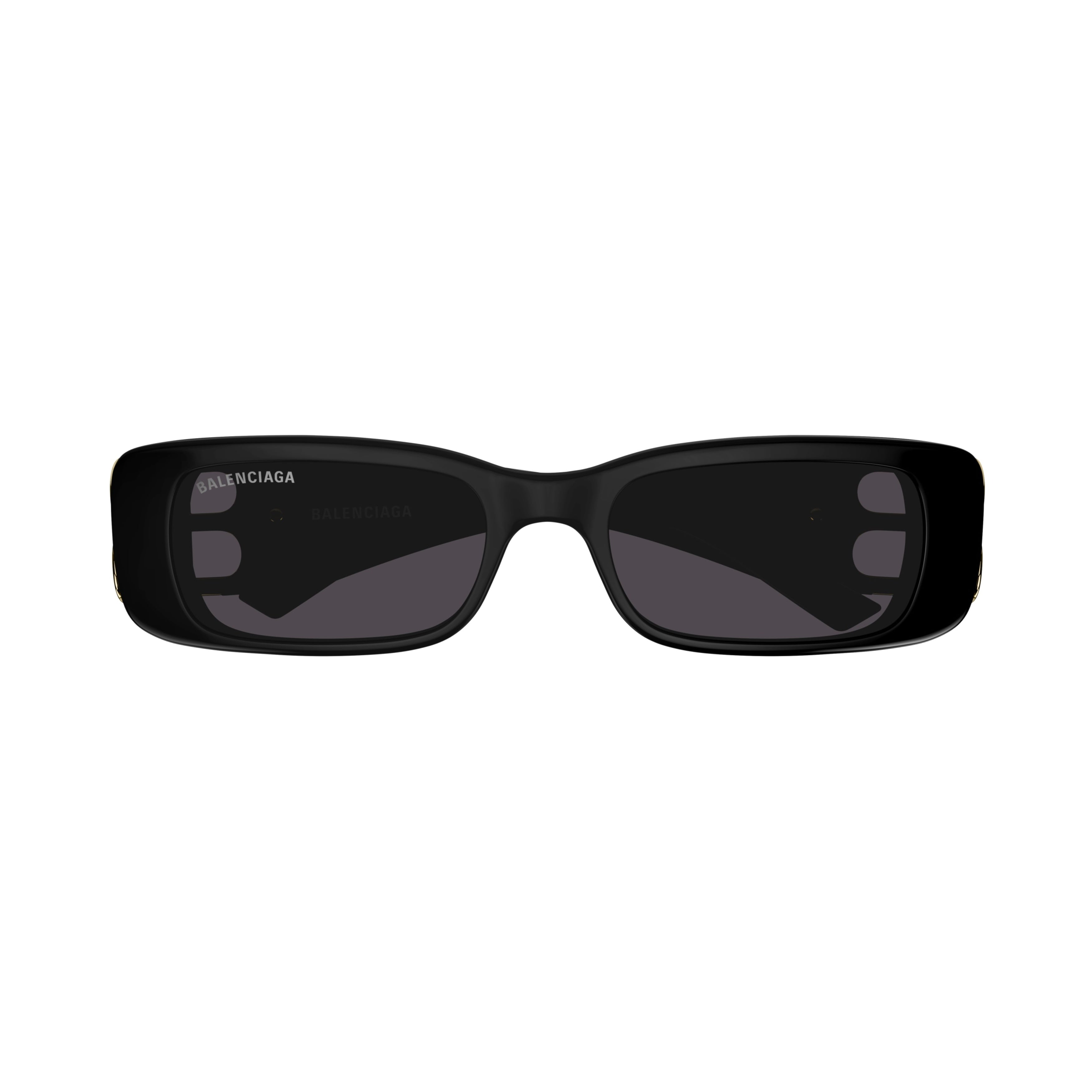 Rectangular Black Sunglasses with Gold-Detail Temples