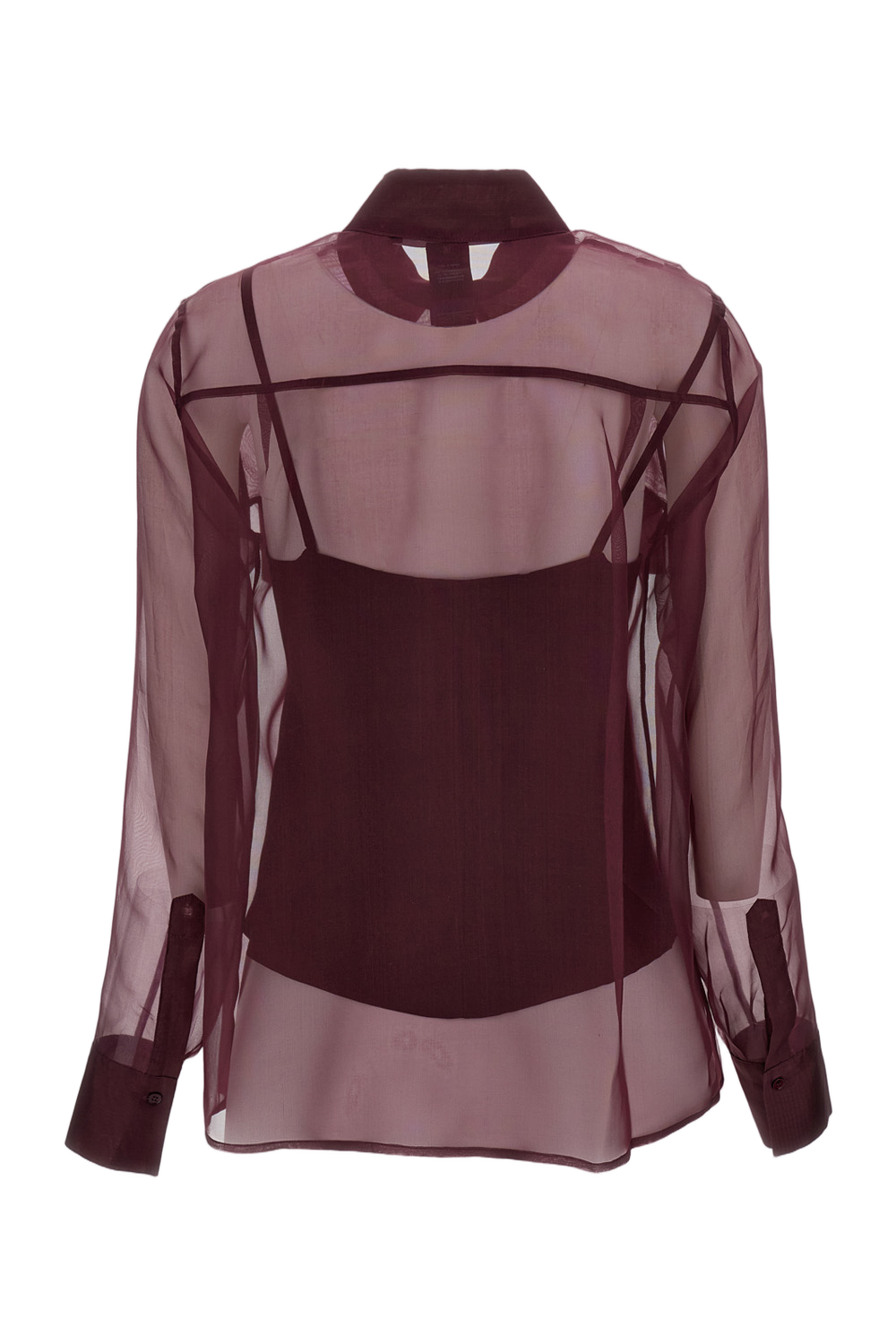 Sheer Silk Organza Blouse with Pointed Collar