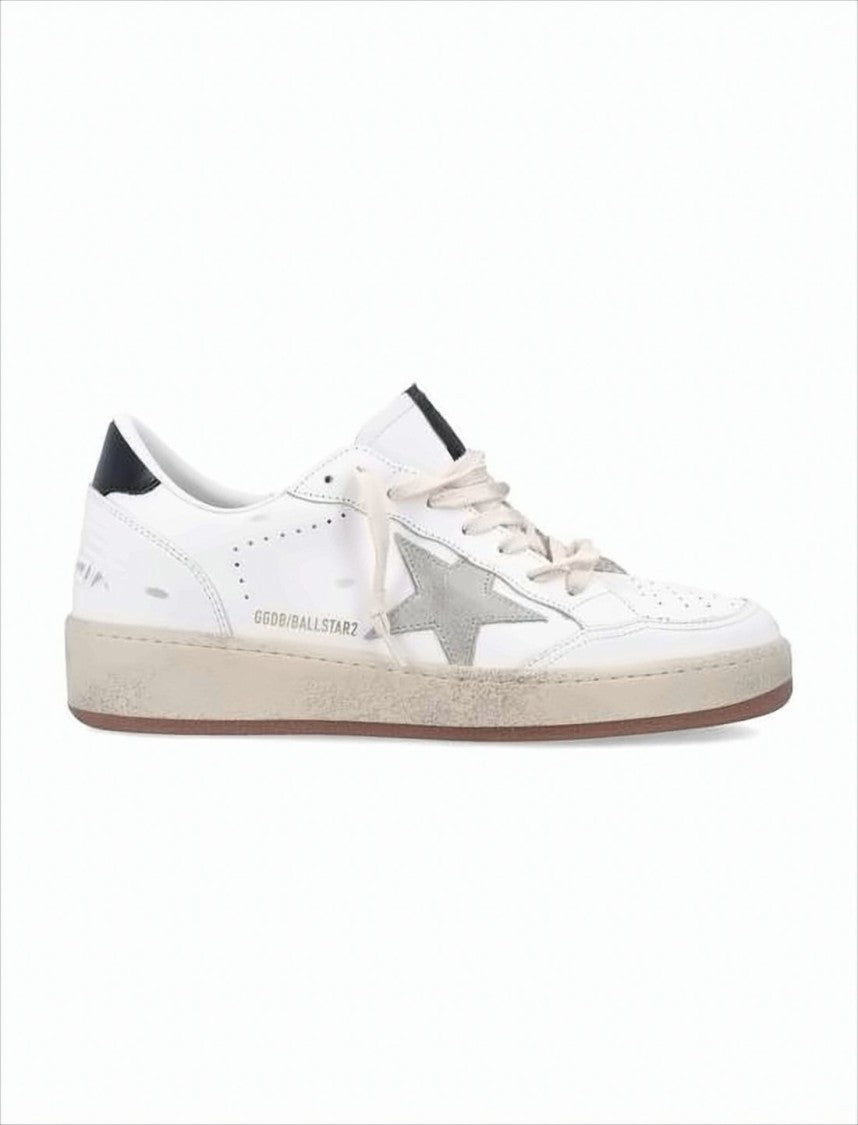 Distressed White Low-Top Sneakers with Signature Star