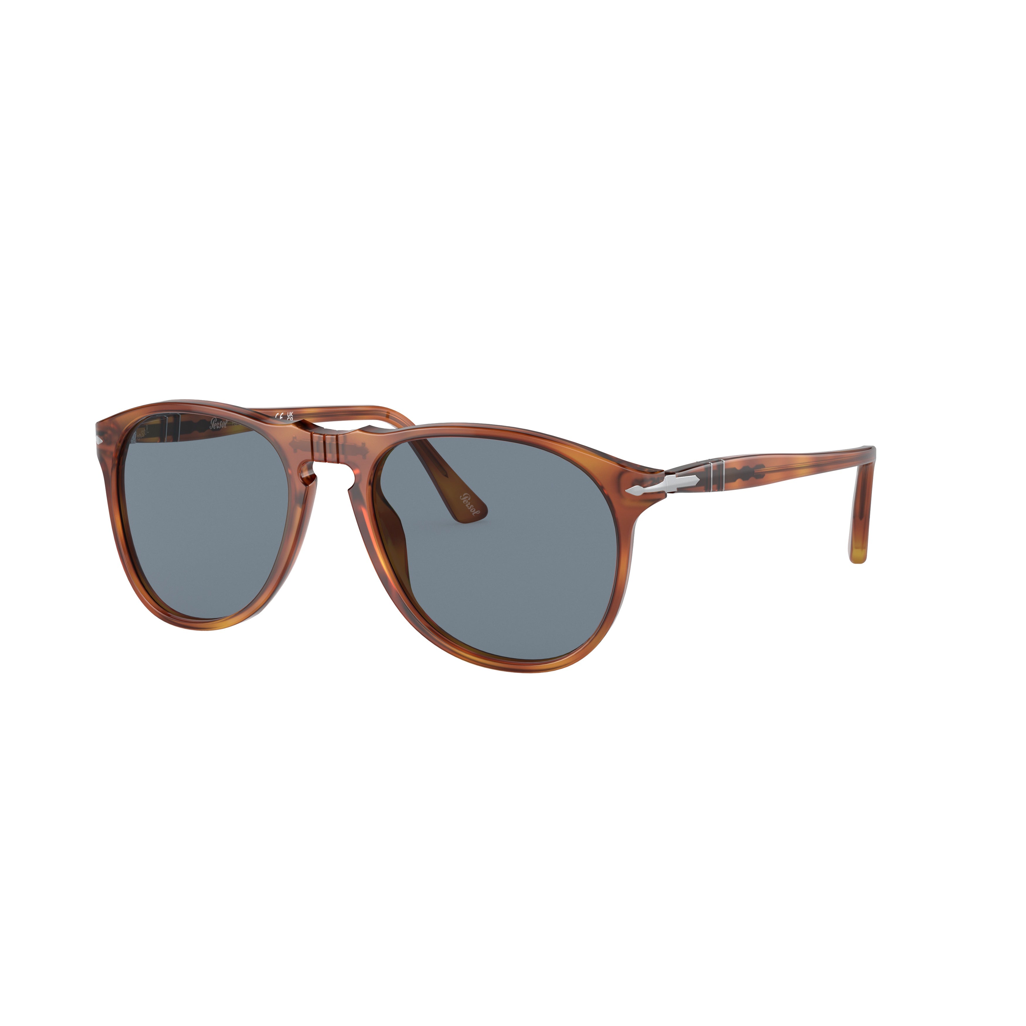 0po9649s Translucent Brown Acetate Sunglasses with Round Frame