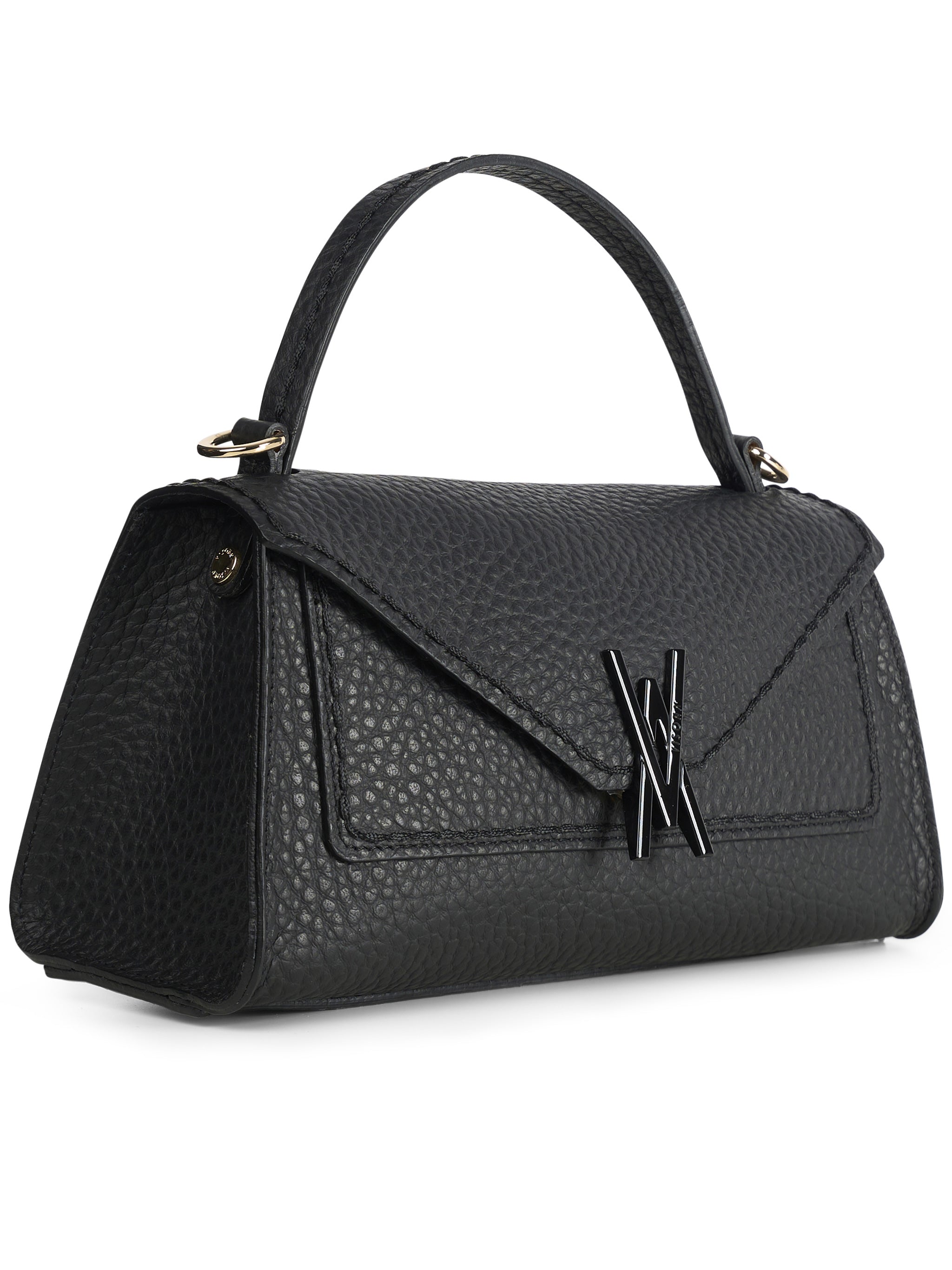 Black Queen Structured Textured Shoulder Bag
