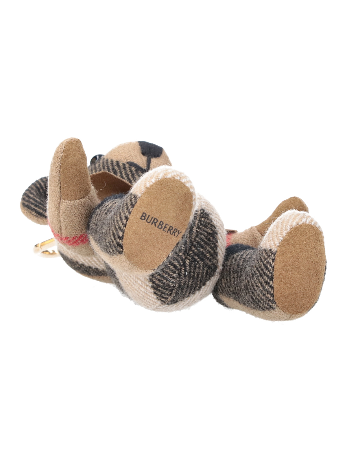 Beige Check Cashmere Teddy Bear Keychain