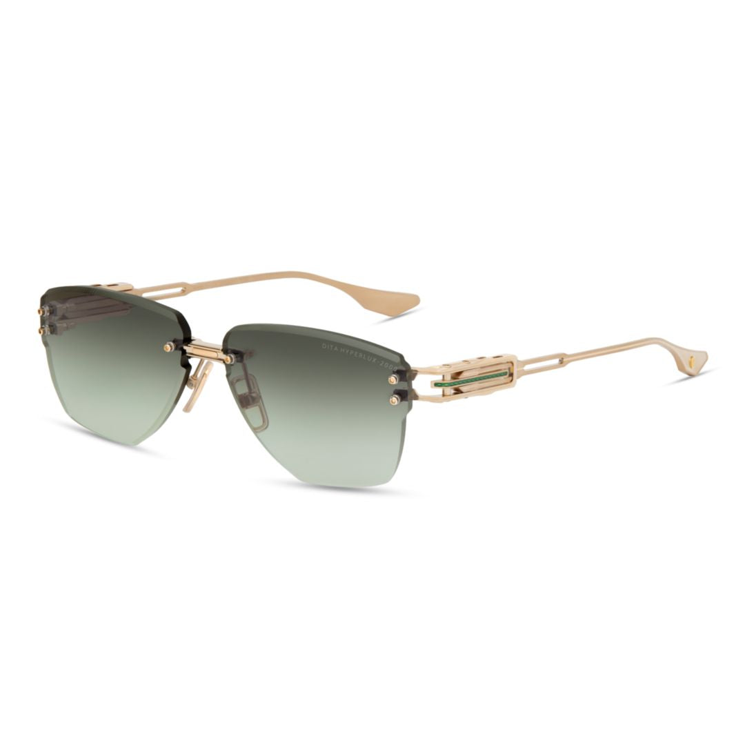 Hyperlux-2000 Rimless Gradient Green Dita Sunglasses with Gold Metal Frame