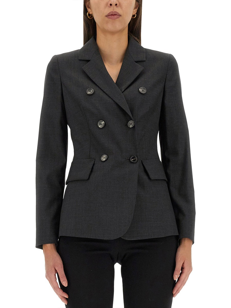 Double-Breasted Jacket with Notched Lapels in Virgin Wool