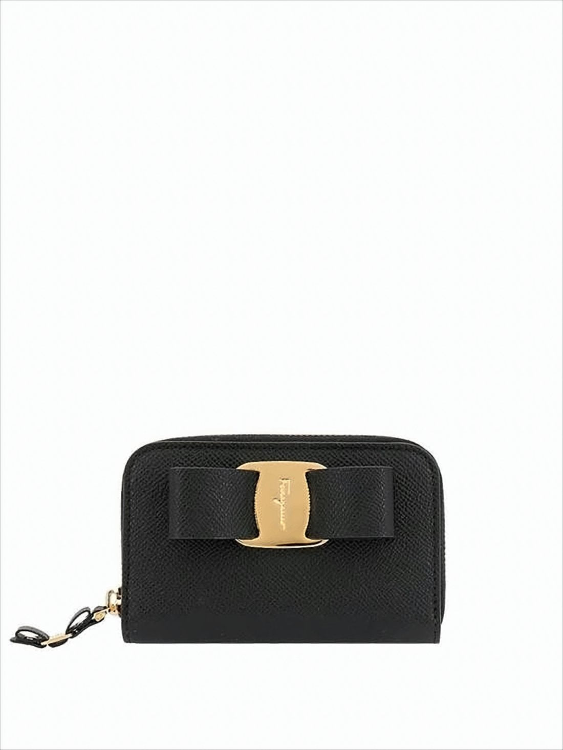 Textured Zip-Around Wallet with Bow Detail