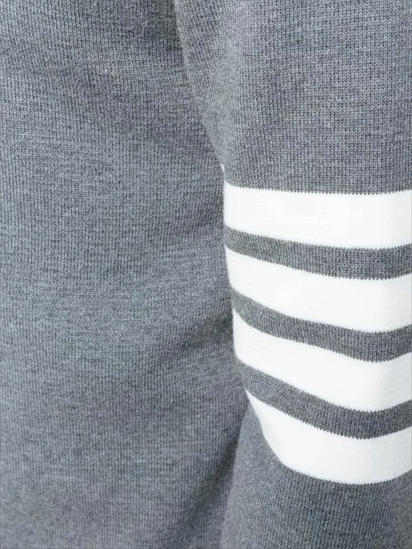 Crew Neck Sweater with Ribbon Accents and Stripe Detail