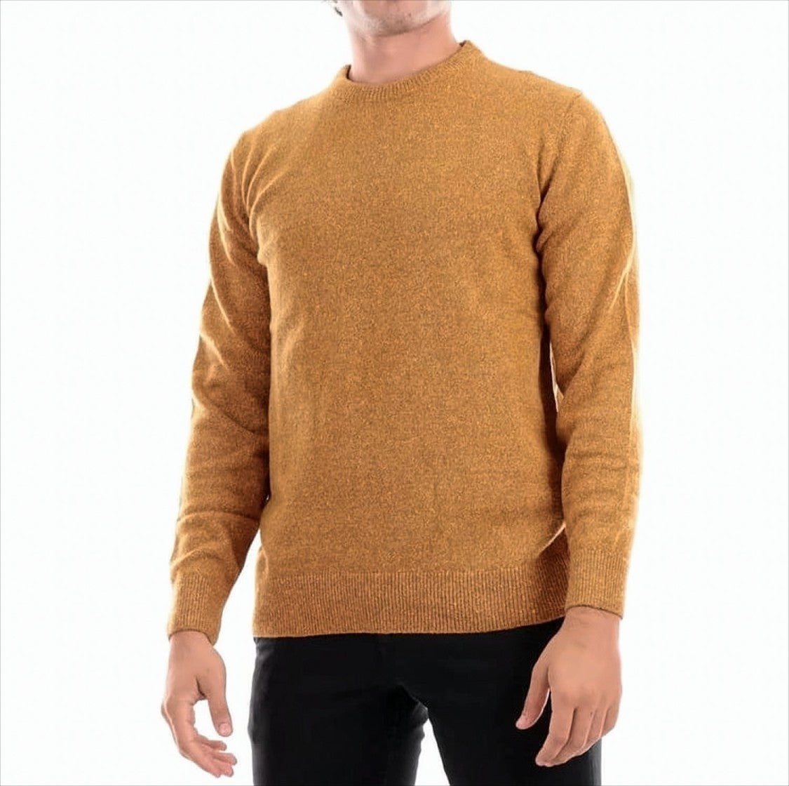 Mustard Sweater with Ribbed Detailing