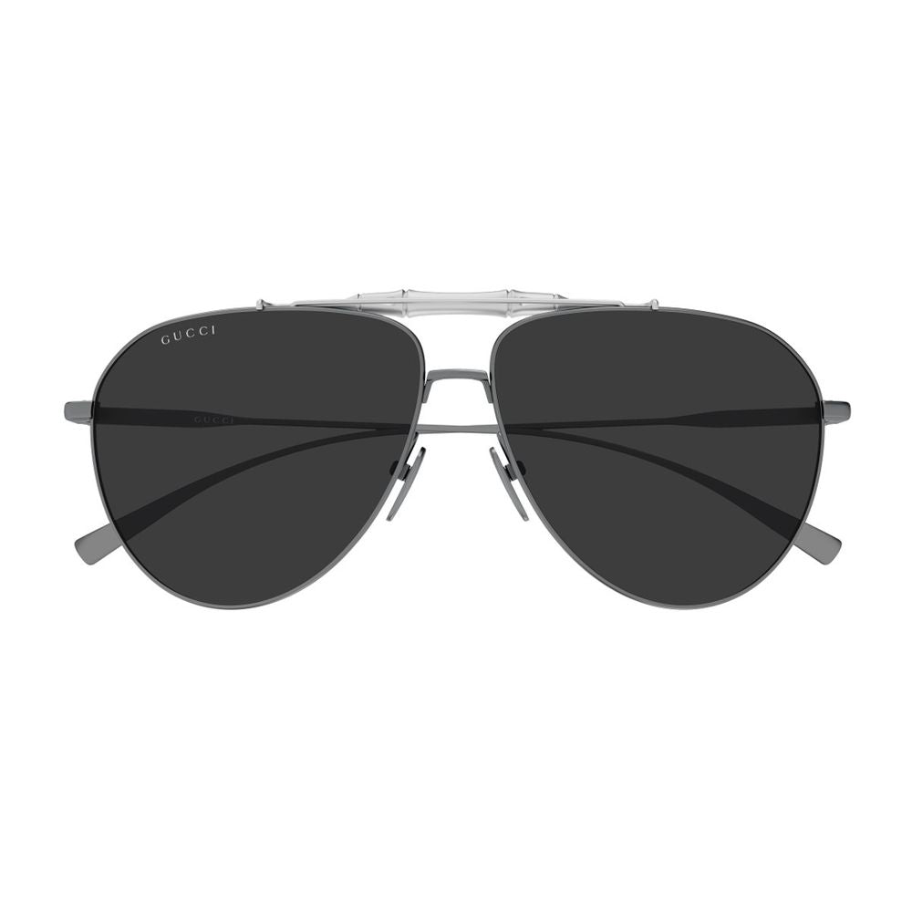 Pilot Sunglasses With Bamboo Detail And Gunmetal Frame