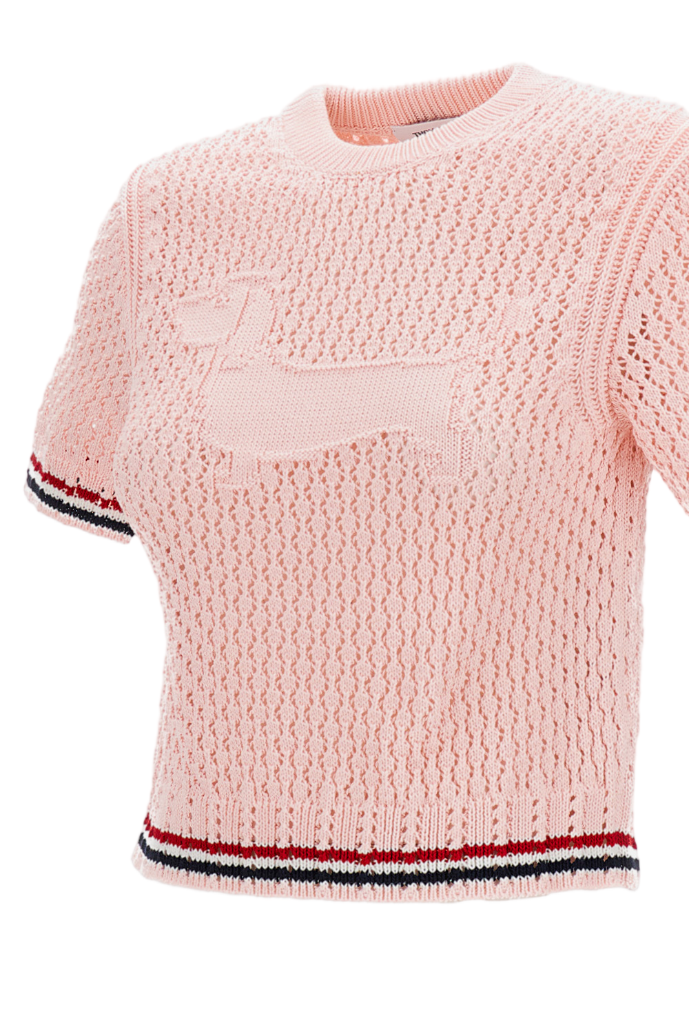 Crewneck Knit T-Shirt with RWB Stripes