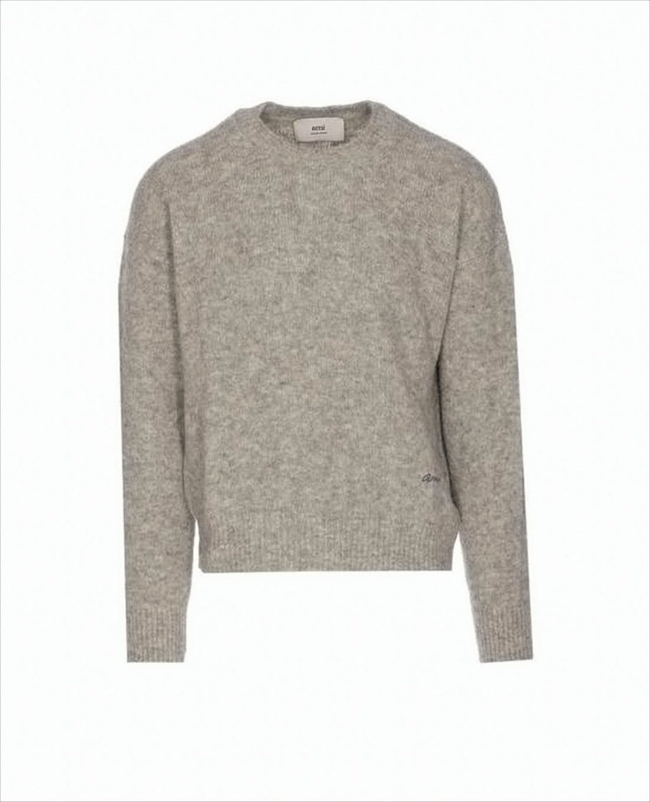 Heathered Knit Sweater with Classic Crew Neckline