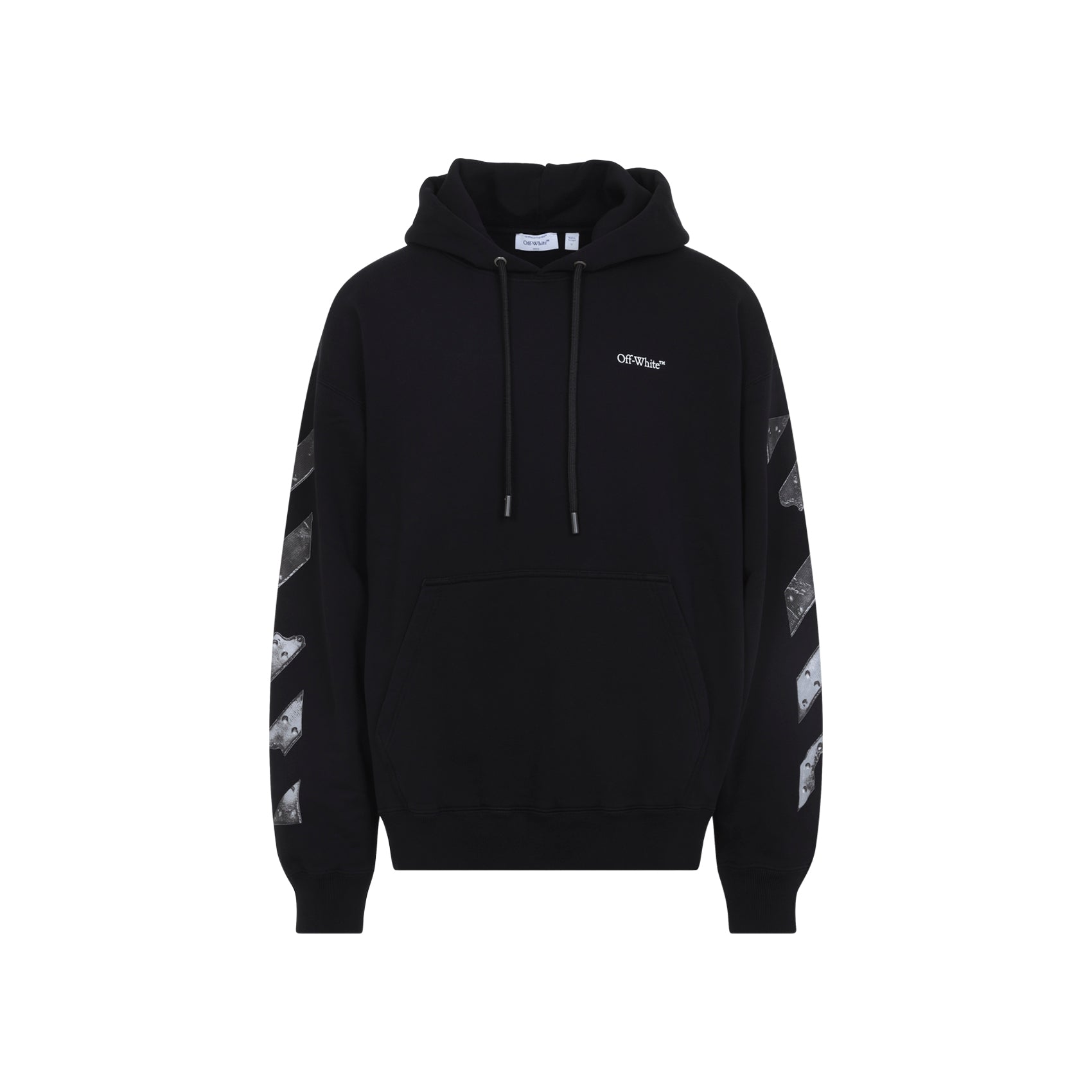 Relaxed Black Hoodie with Diagonal Stripe Graphics