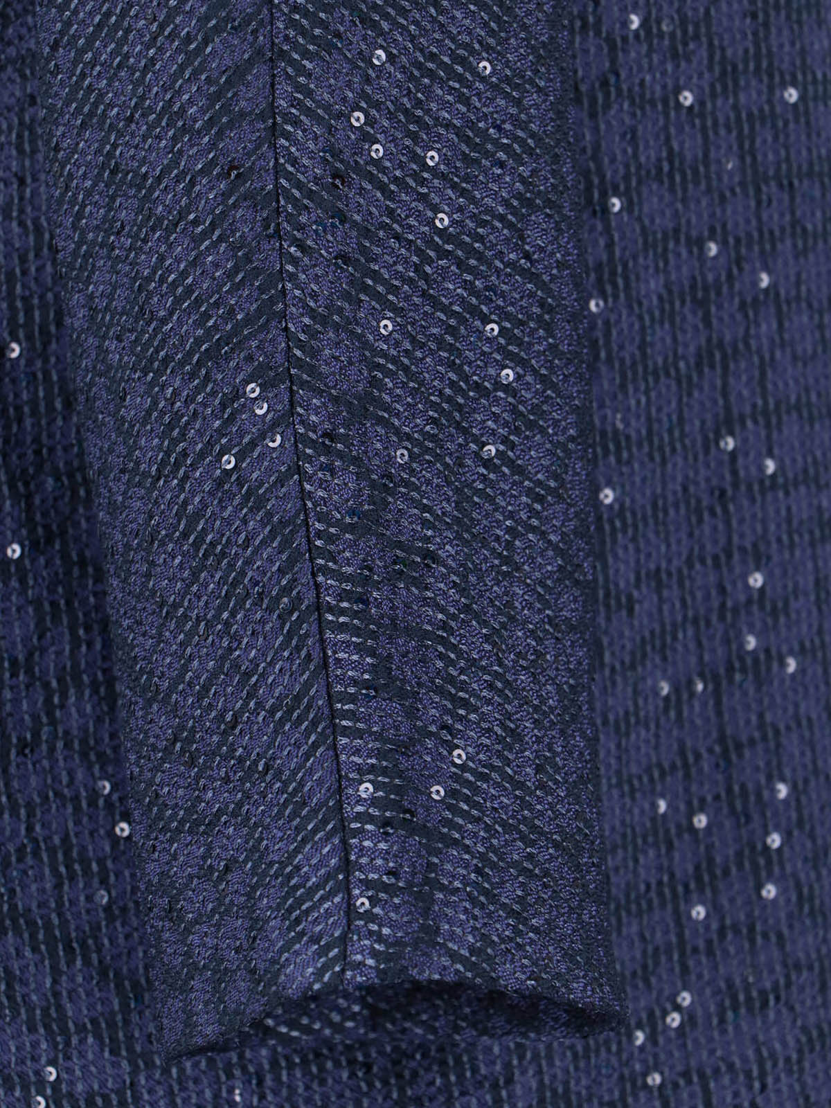 Navy Single-Breasted Sequin Mandarin Jacket