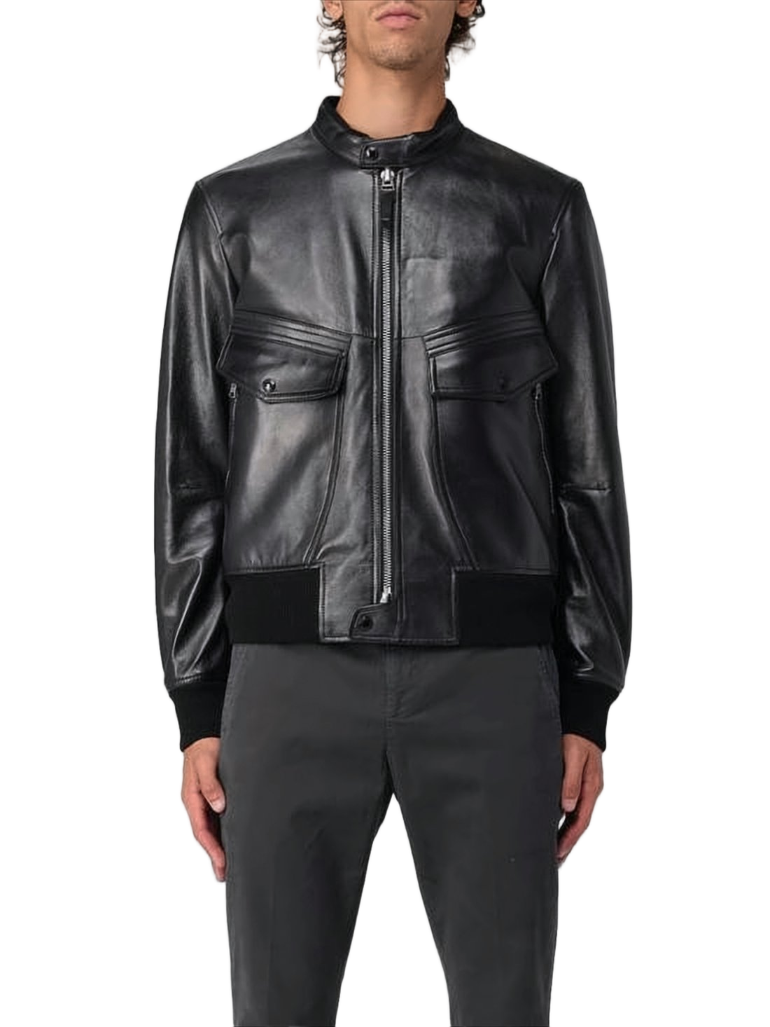 Smooth Lambskin Leather Jacket with Minimalist Design