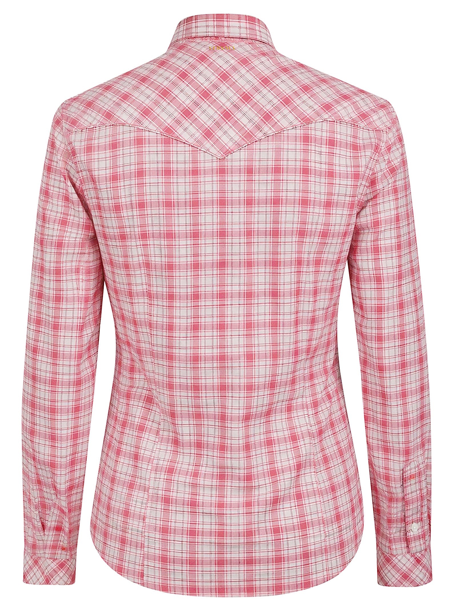 Plaid Casual Shirt with Gold Accents and Tailored Detailing