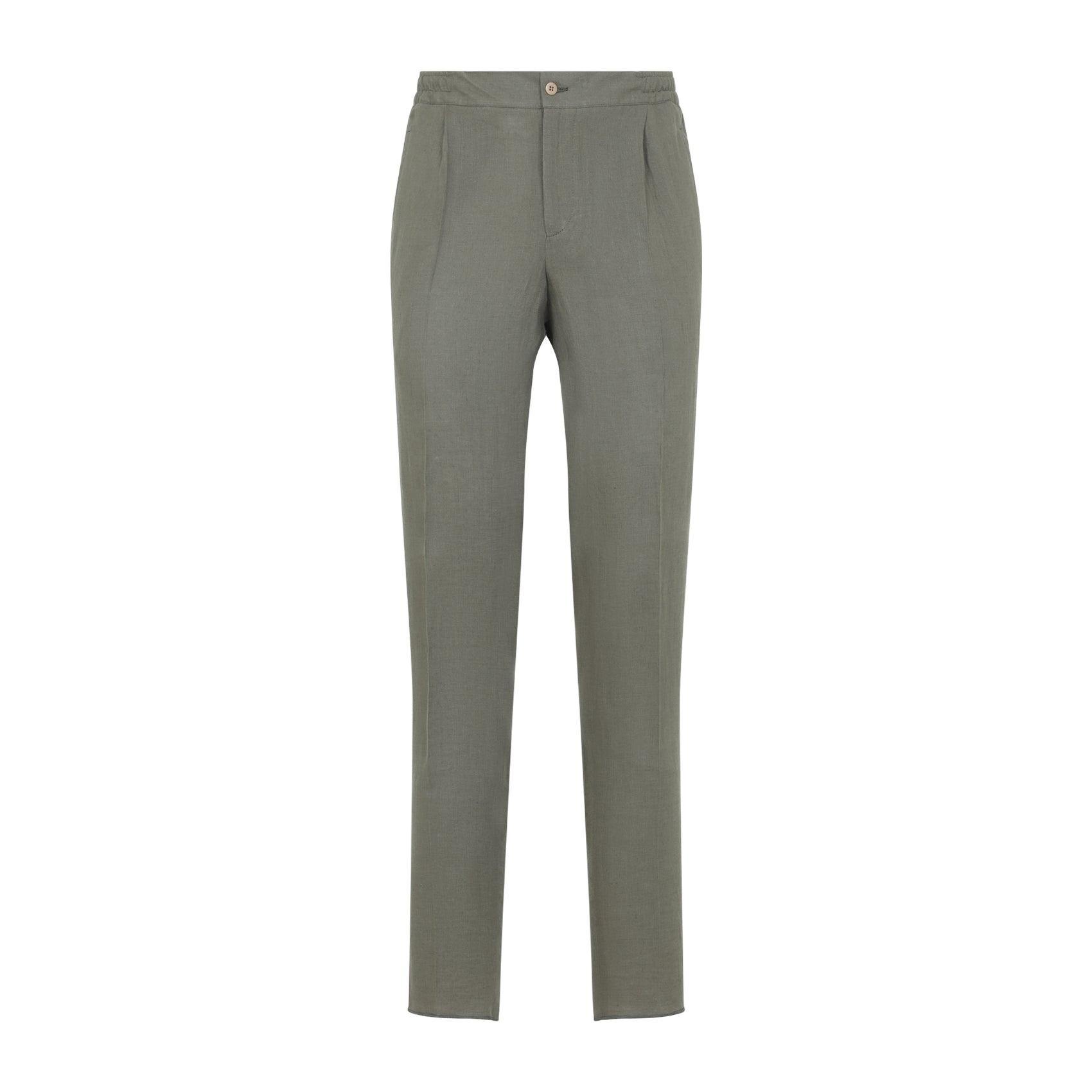 Slim Tailored Fit Green Linen Trousers