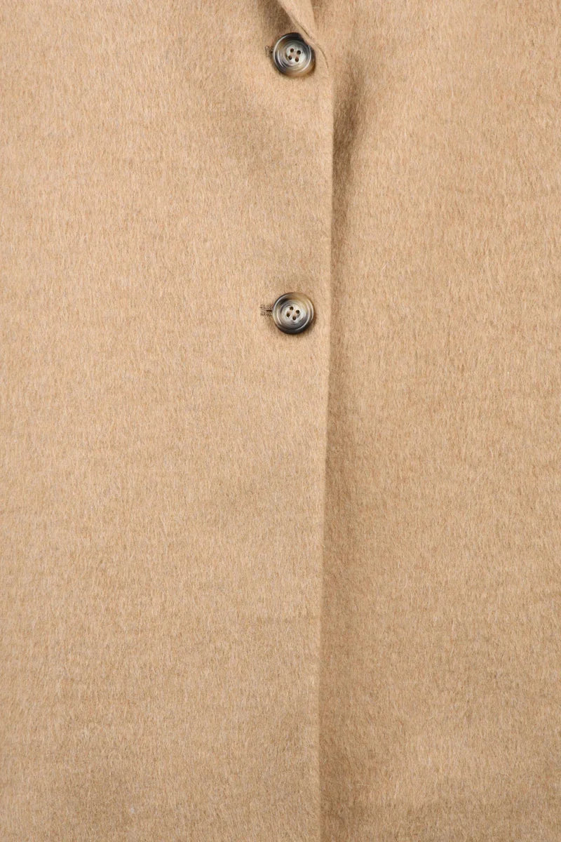 Boxy Beige Coat with Classic Lapel