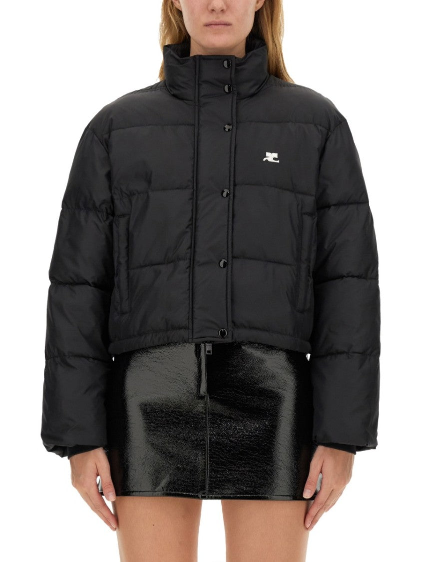 Cropped Down Jacket With High Collar