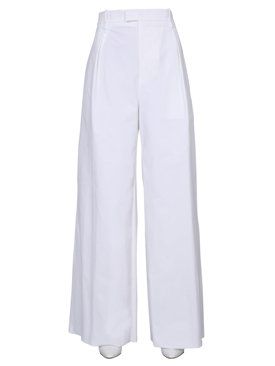 Flowing Wide-Leg Trousers with Front Zip Closure