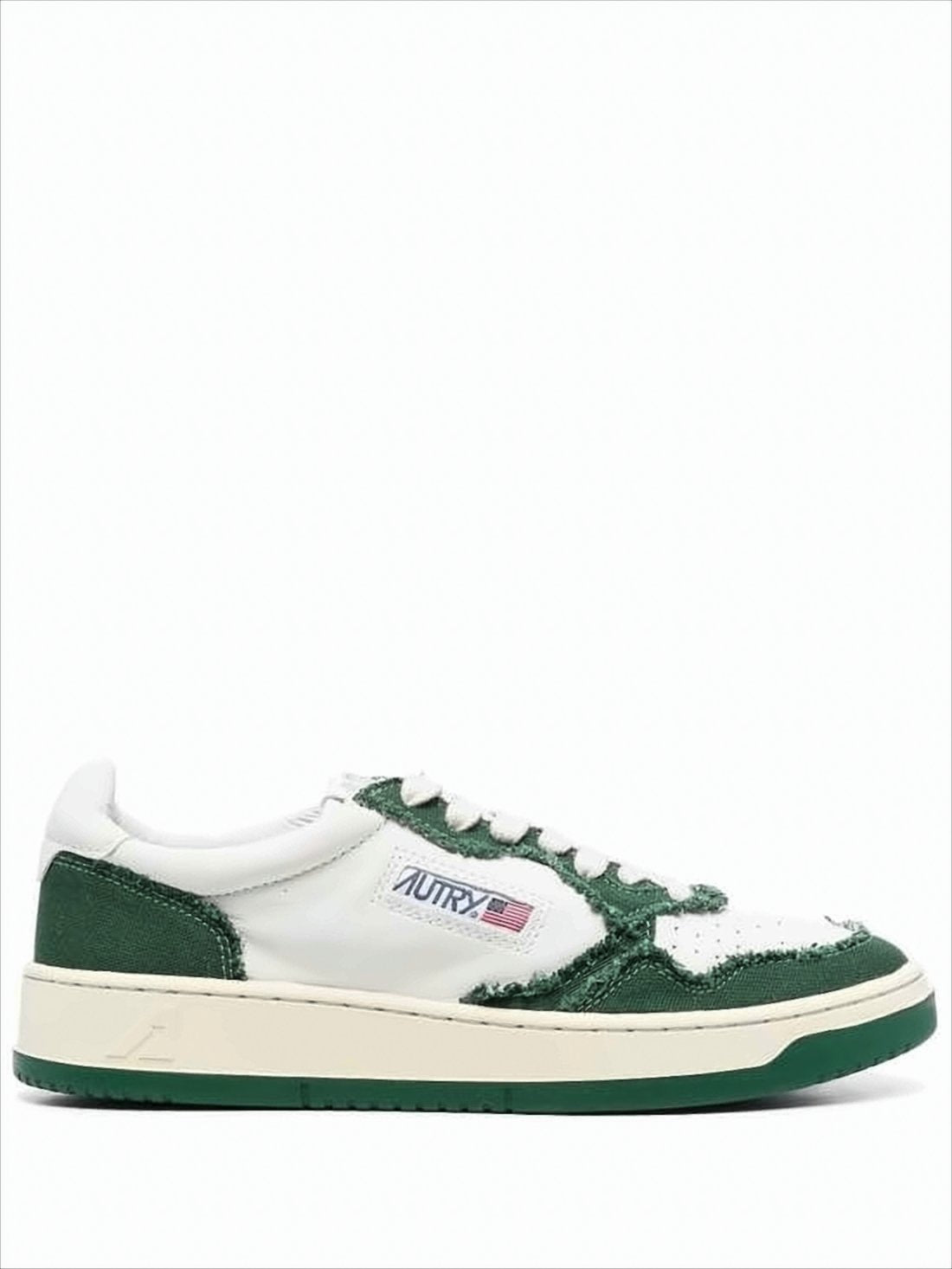 Low-Top Sneaker with Goat Leather and Canvas Accents