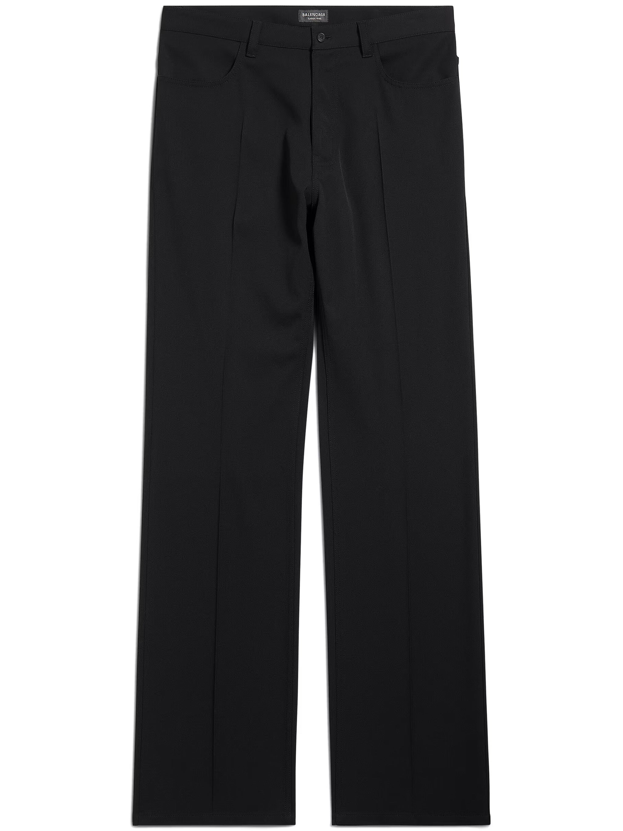 Black Tailored Straight-Leg Structured Pants