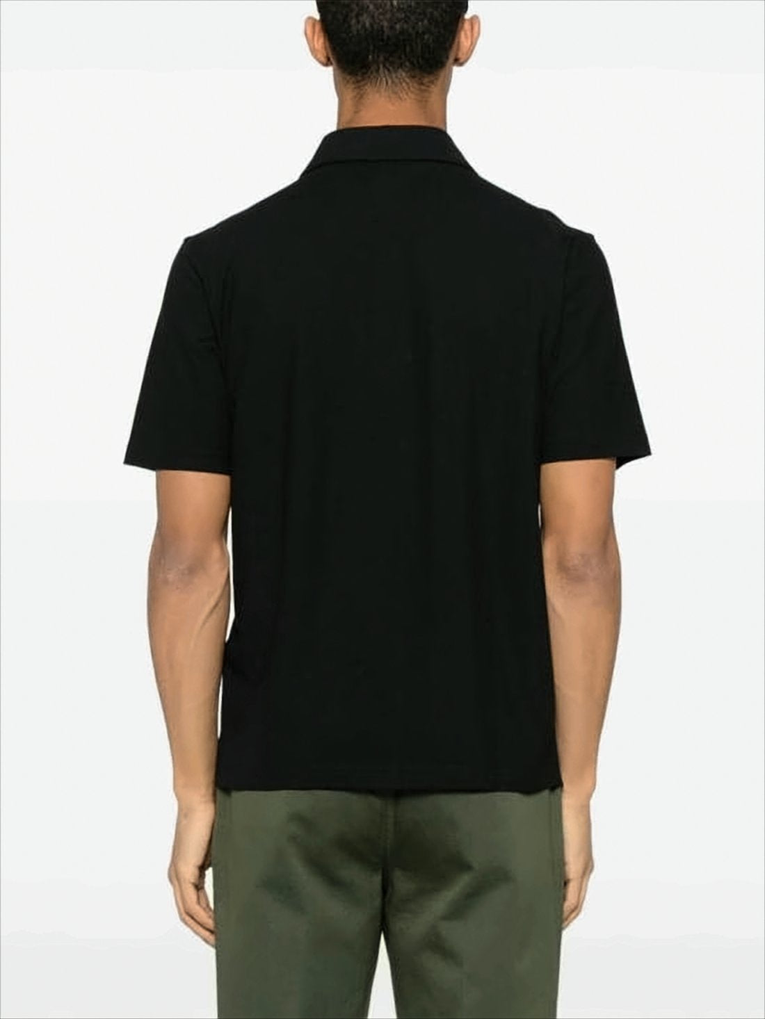 Black Polo Shirt with Traditional Collar