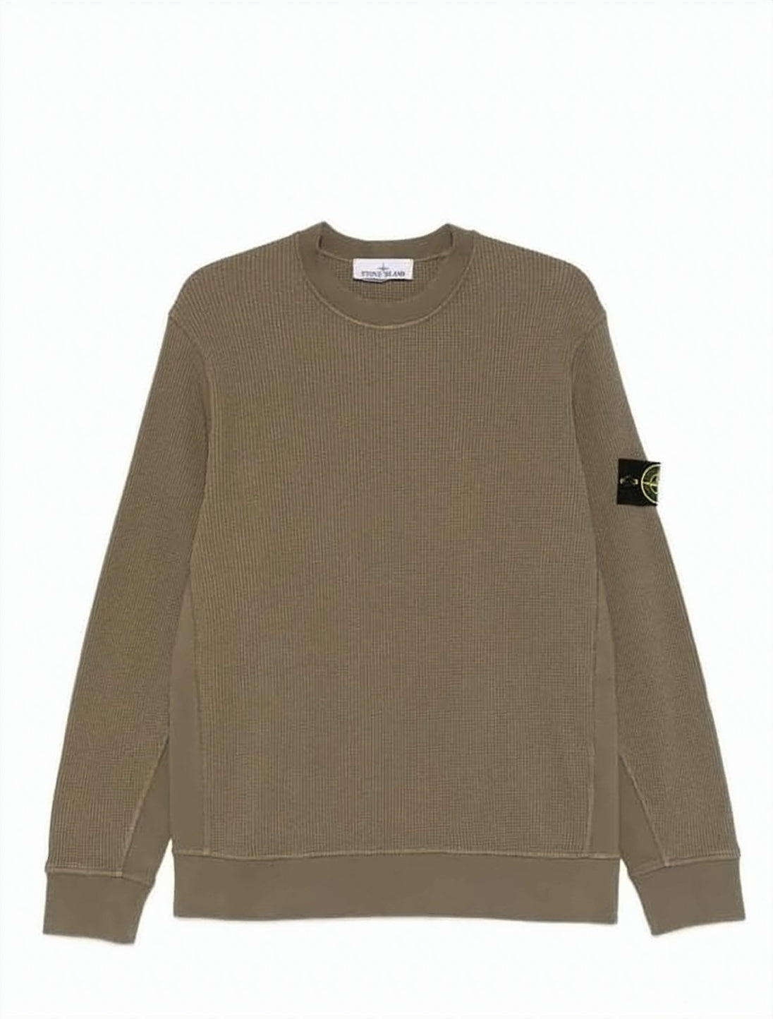 Textured Cotton Long-Sleeve Crewneck Top