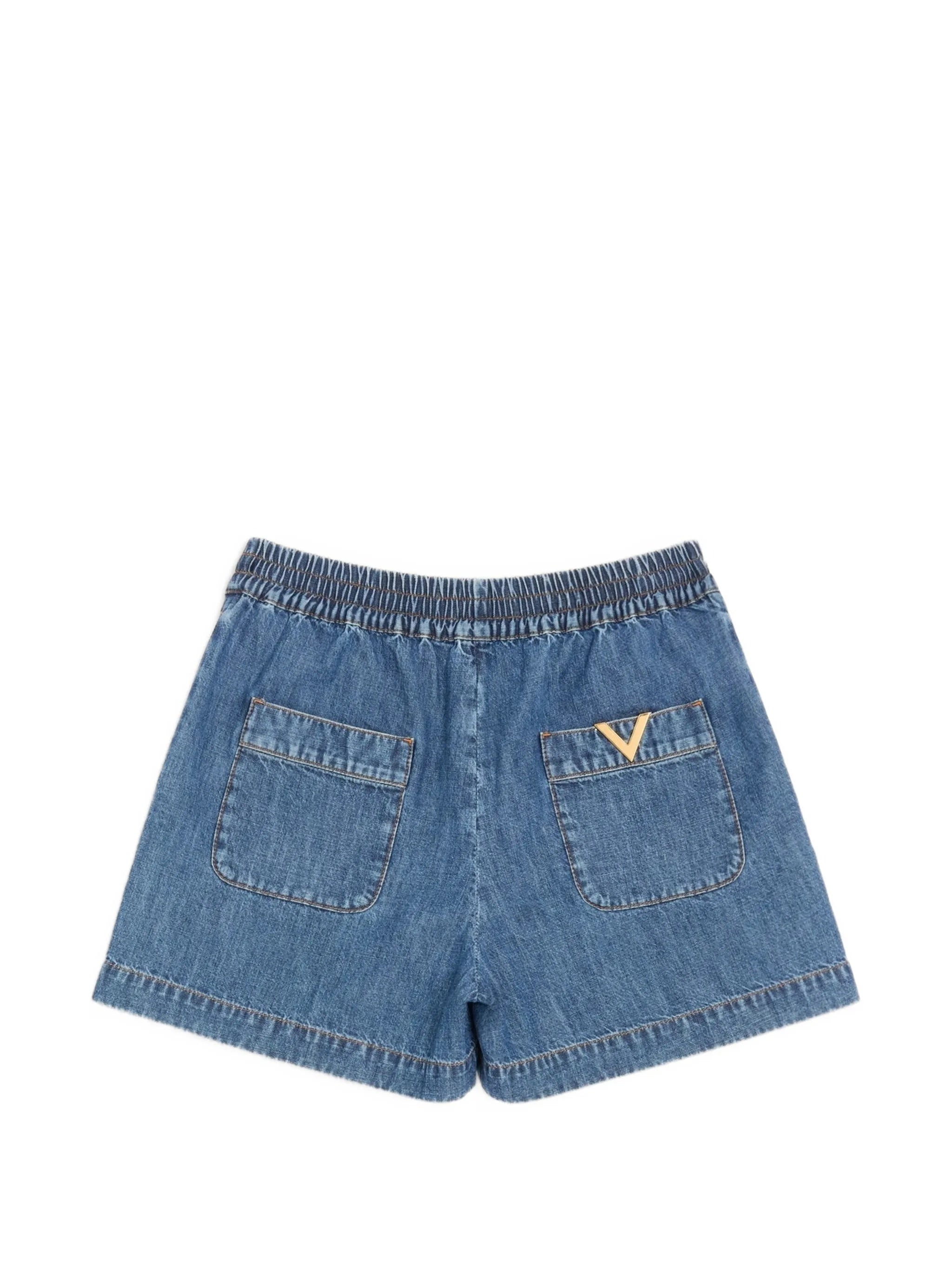Medium Blue Relaxed Logo Detail Shorts