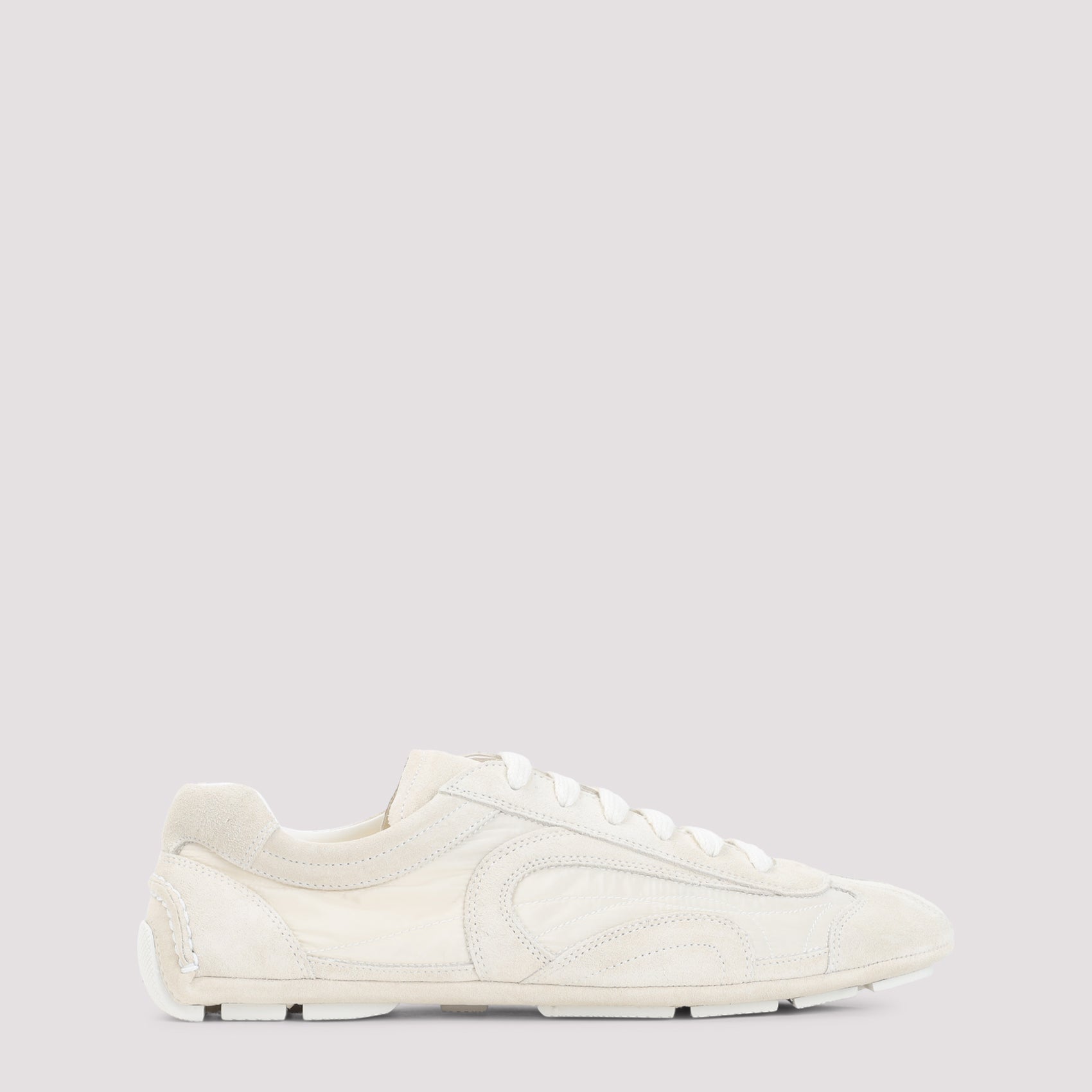 Ivory Re-Nylon Sneakers with Suede Accents
