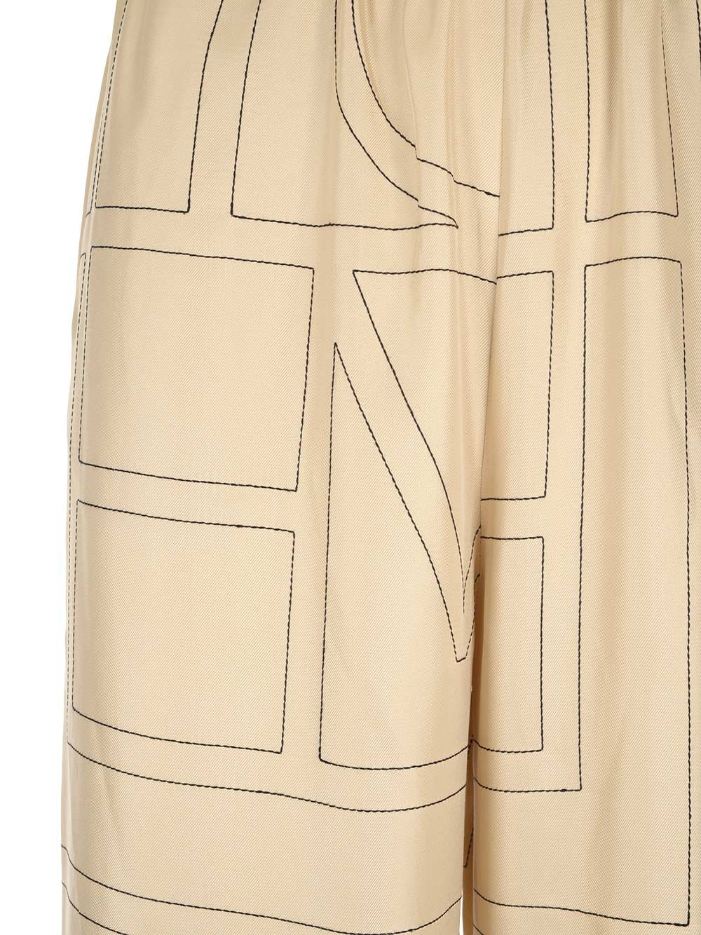 Cropped Silk Pajama Bottoms with Subtle Monogram Pattern