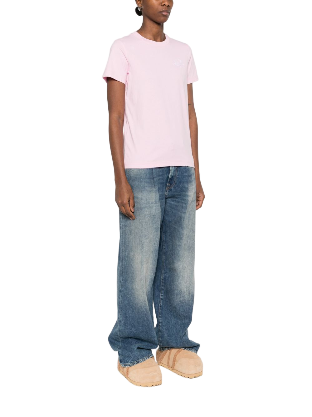 Relaxed Fit Pink Silk and Nylon Top
