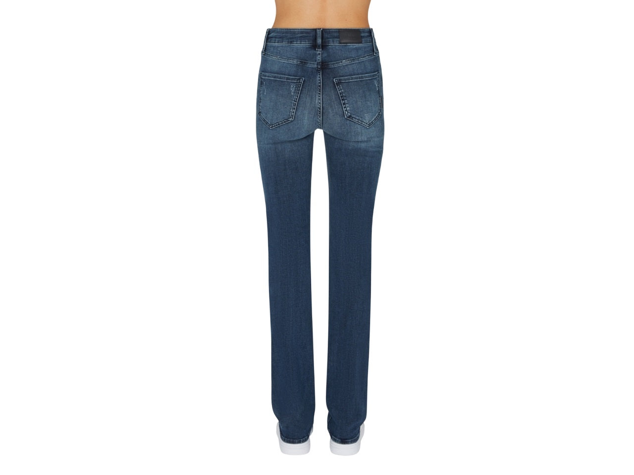 Straight-Leg Blue Jeans With Subtle Whiskering