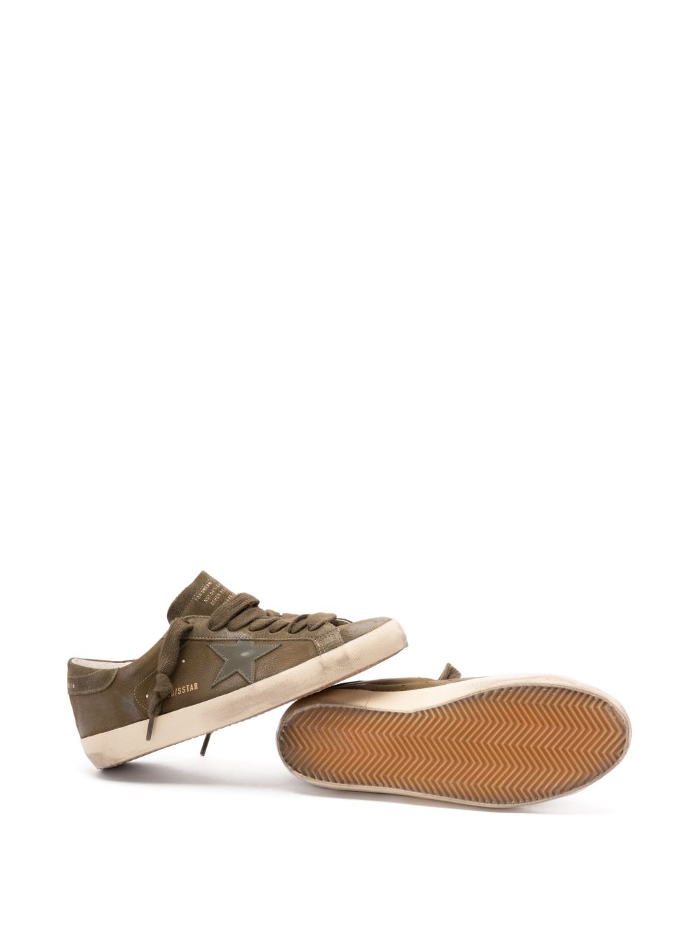 Low-Top Sneakers With Distressed Olive Green Silk