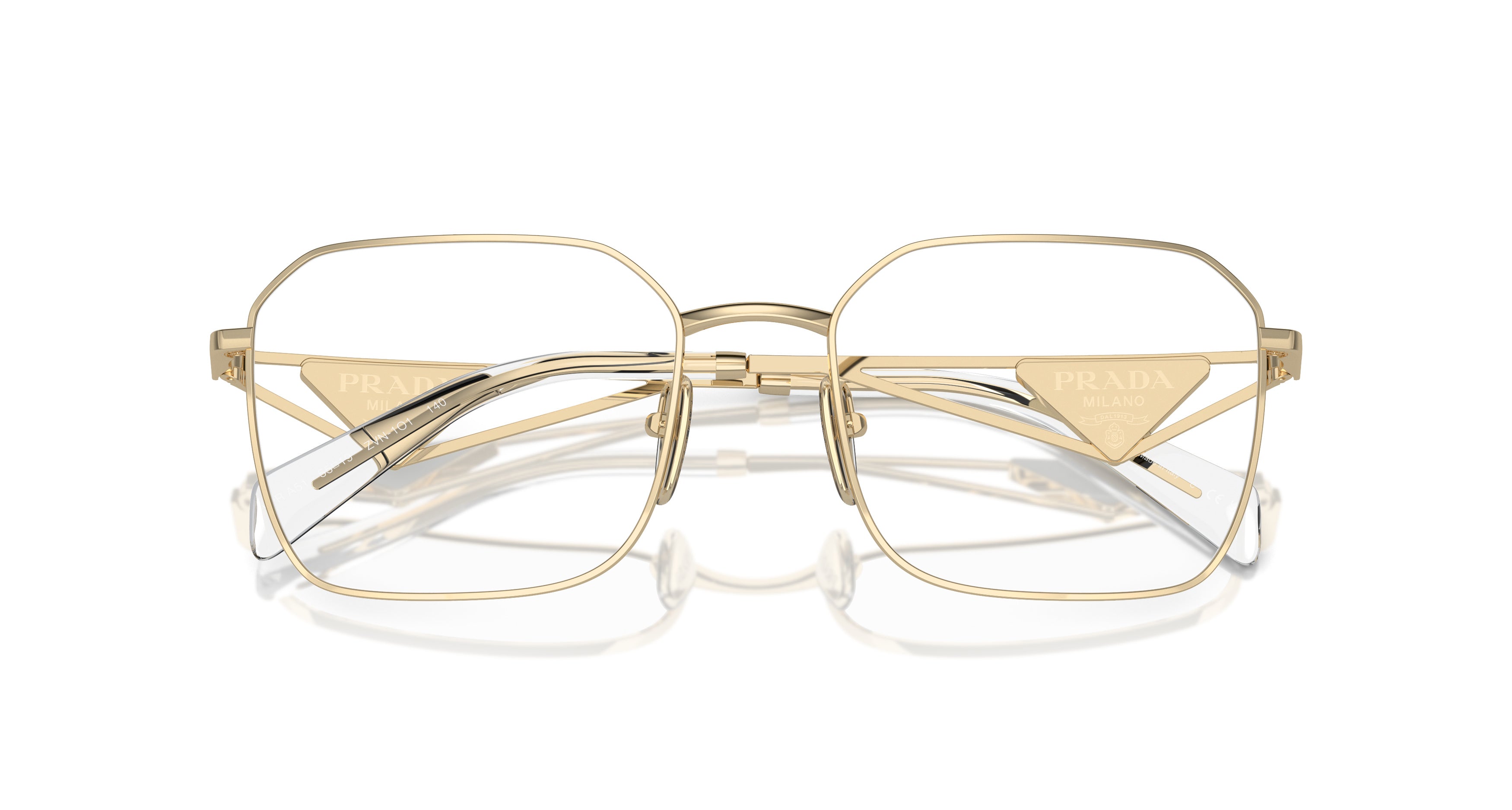 0pr A51v Geometric Metal Frame Gold Sunglasses