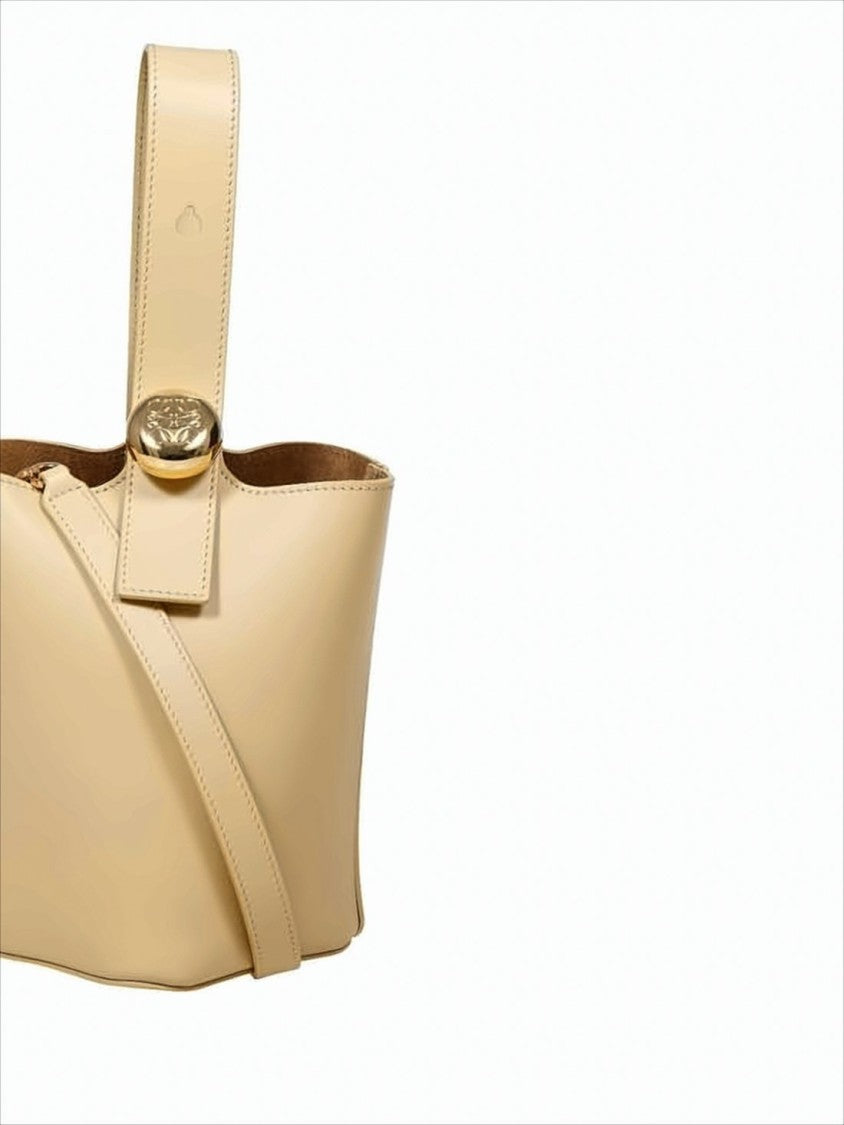 Structured Calf Leather Tote Bag with Gold-tone Clasp