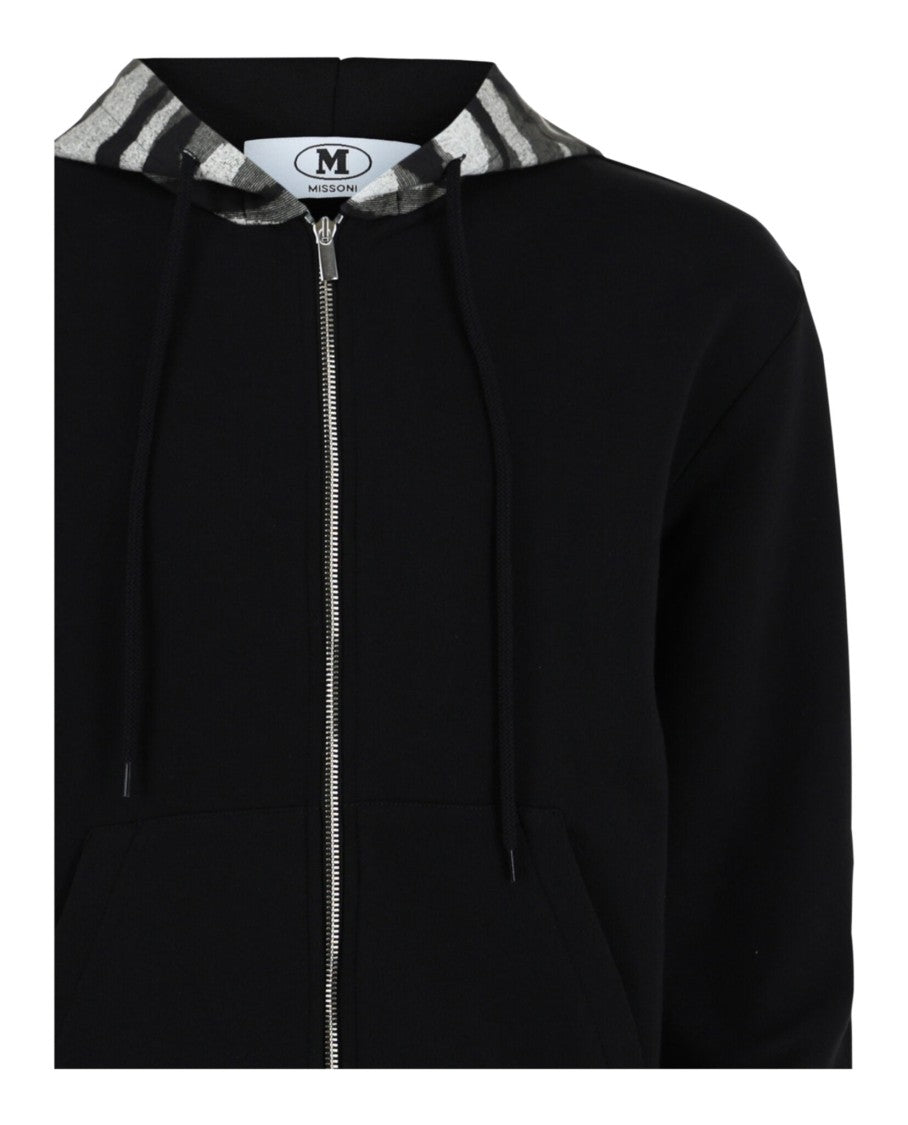 Zig Zag Print Zip Up Hoodie
