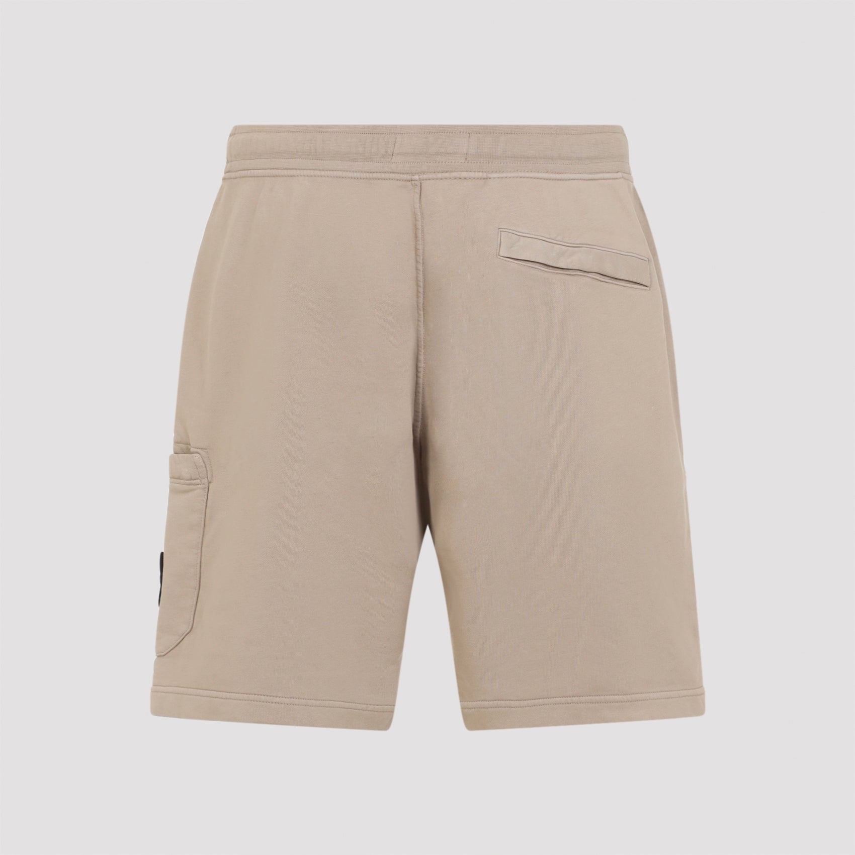 Beige Cotton Bermuda Shorts With Adjustable Waistband And Logo Patch