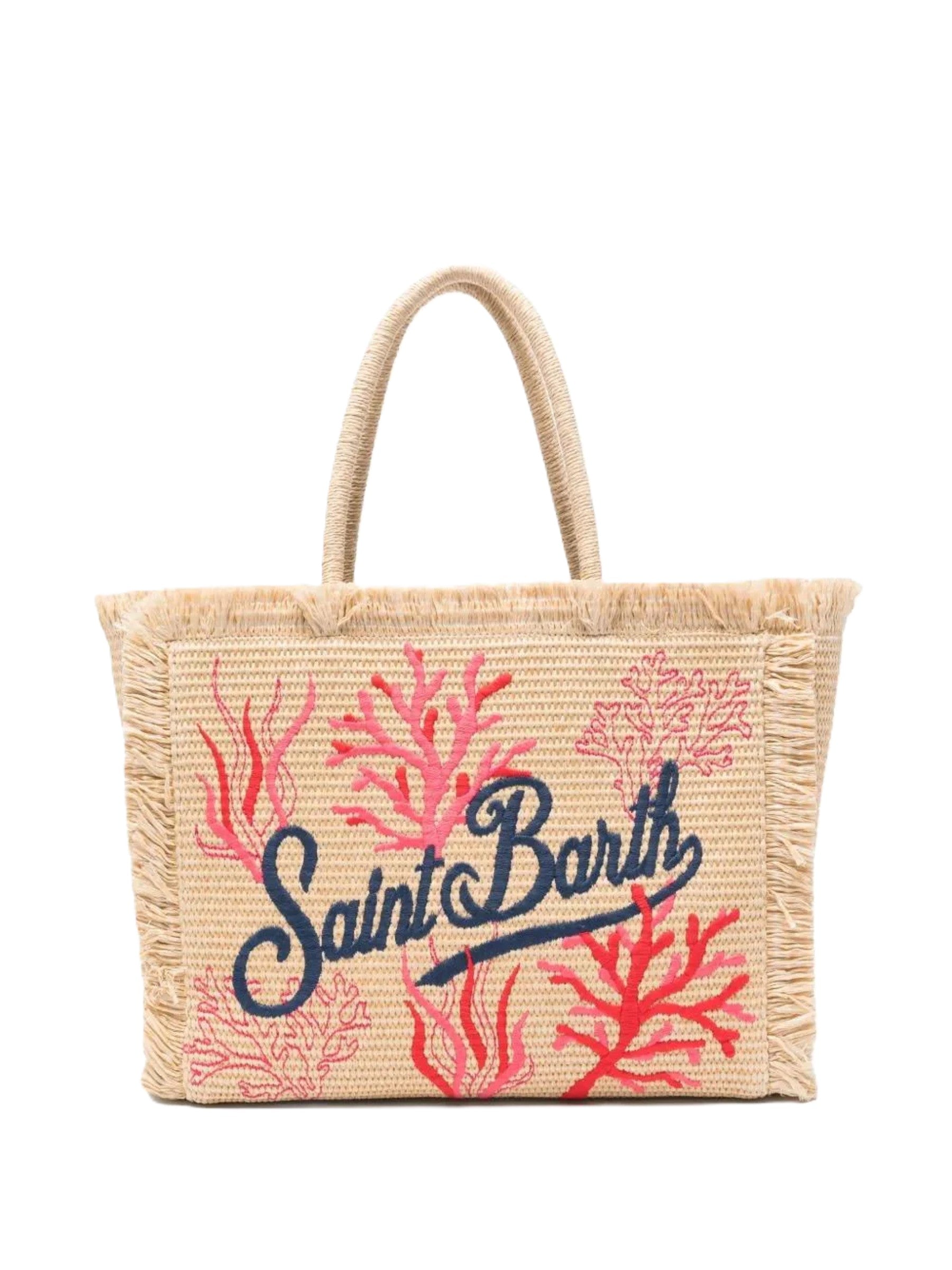 Rectangular Woven Tote Bag with Fringed Edges