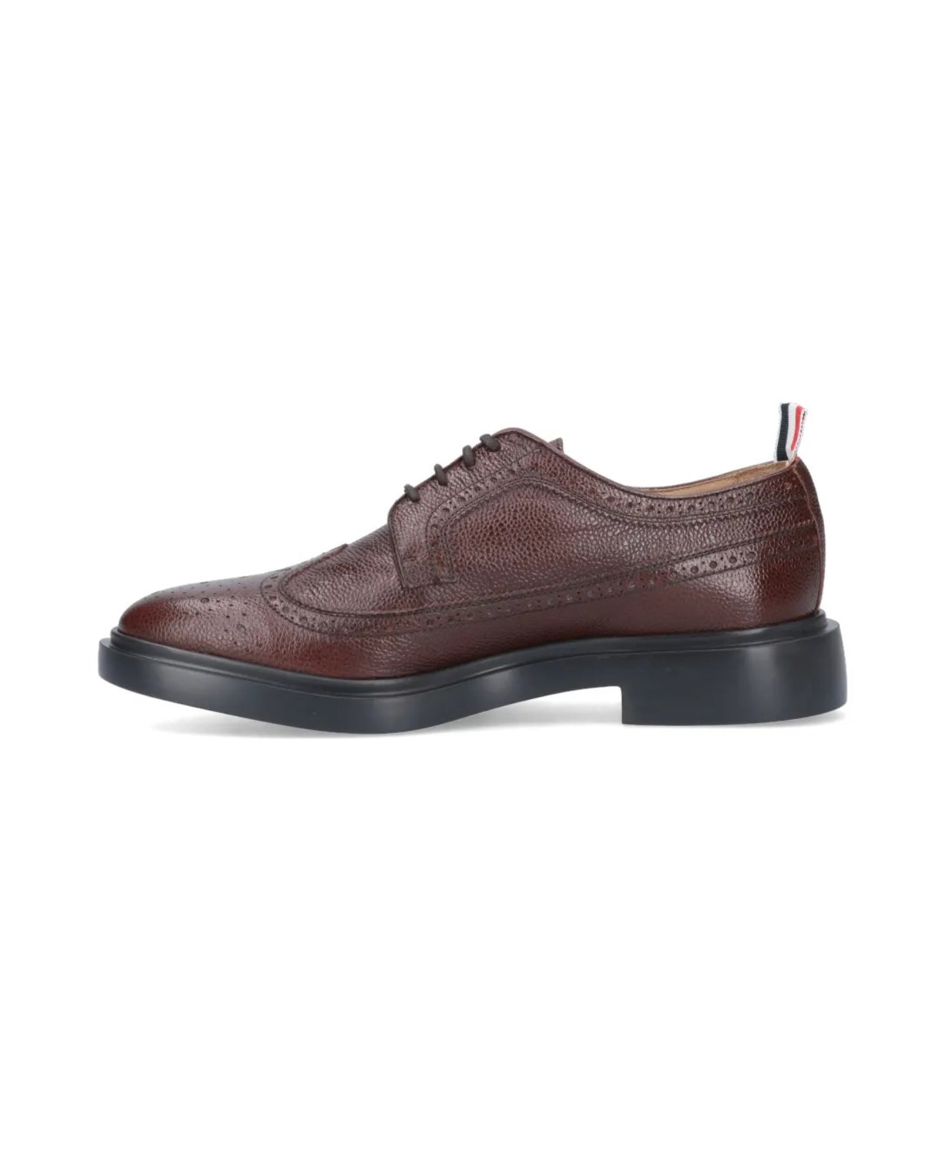 Textured Leather Lace-up with Brogue Detailing