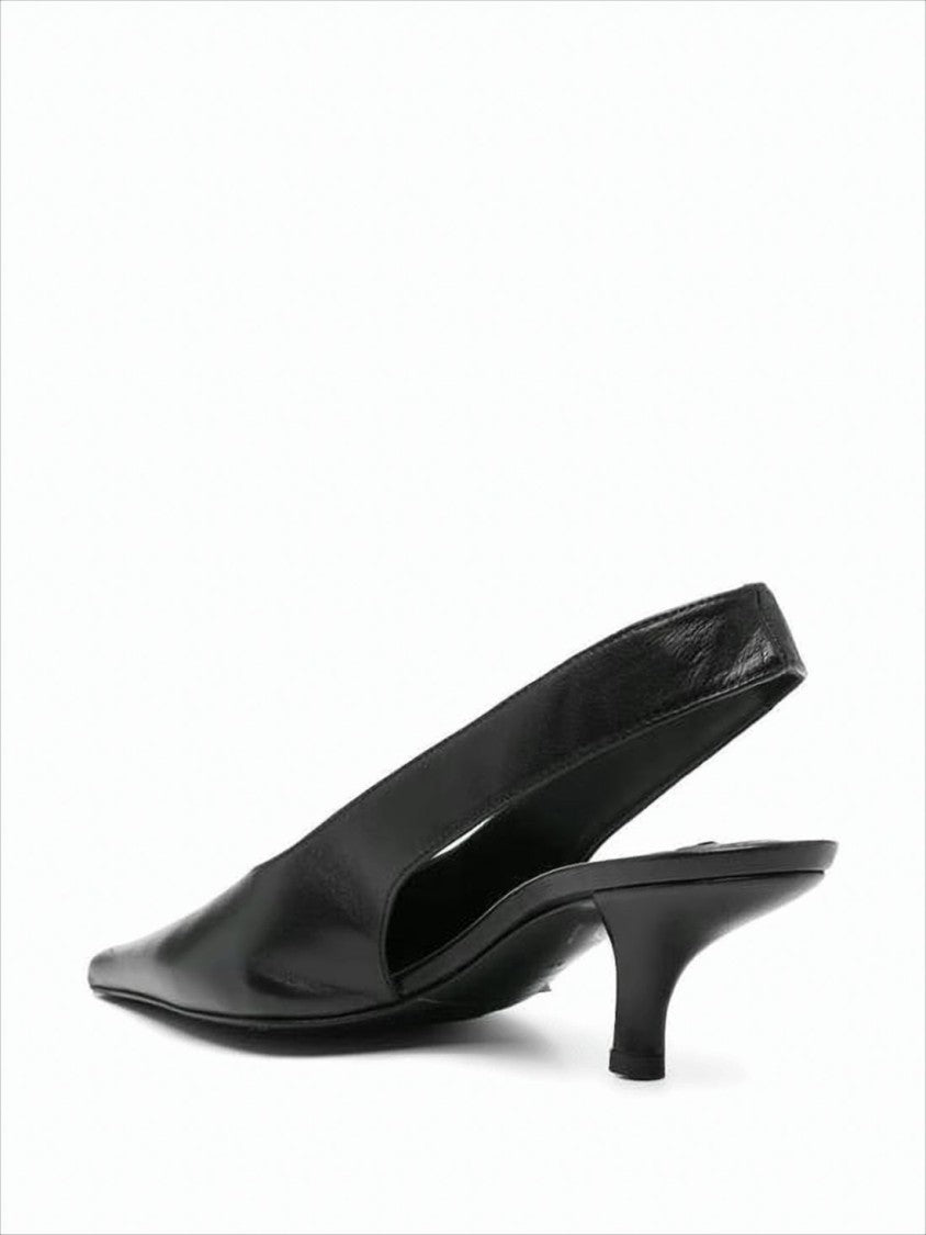 Black Slingback Pumps with Pointed Toe