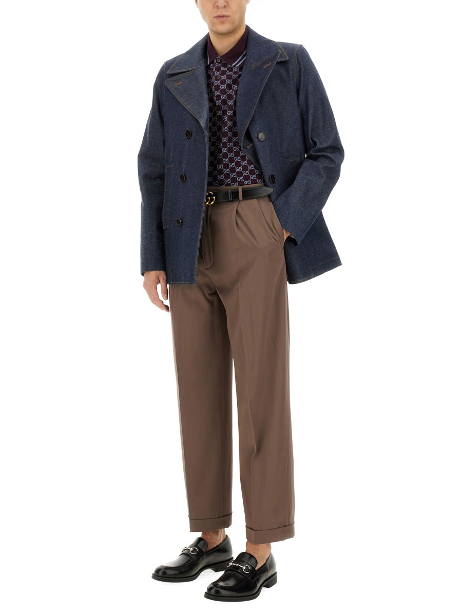 Structured Denim Jacket with Button-up Front