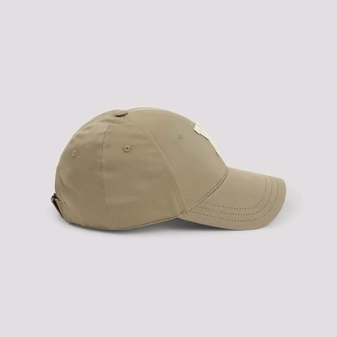 Structured Beige Cotton Baseball Cap with Textured 'Y' Applique